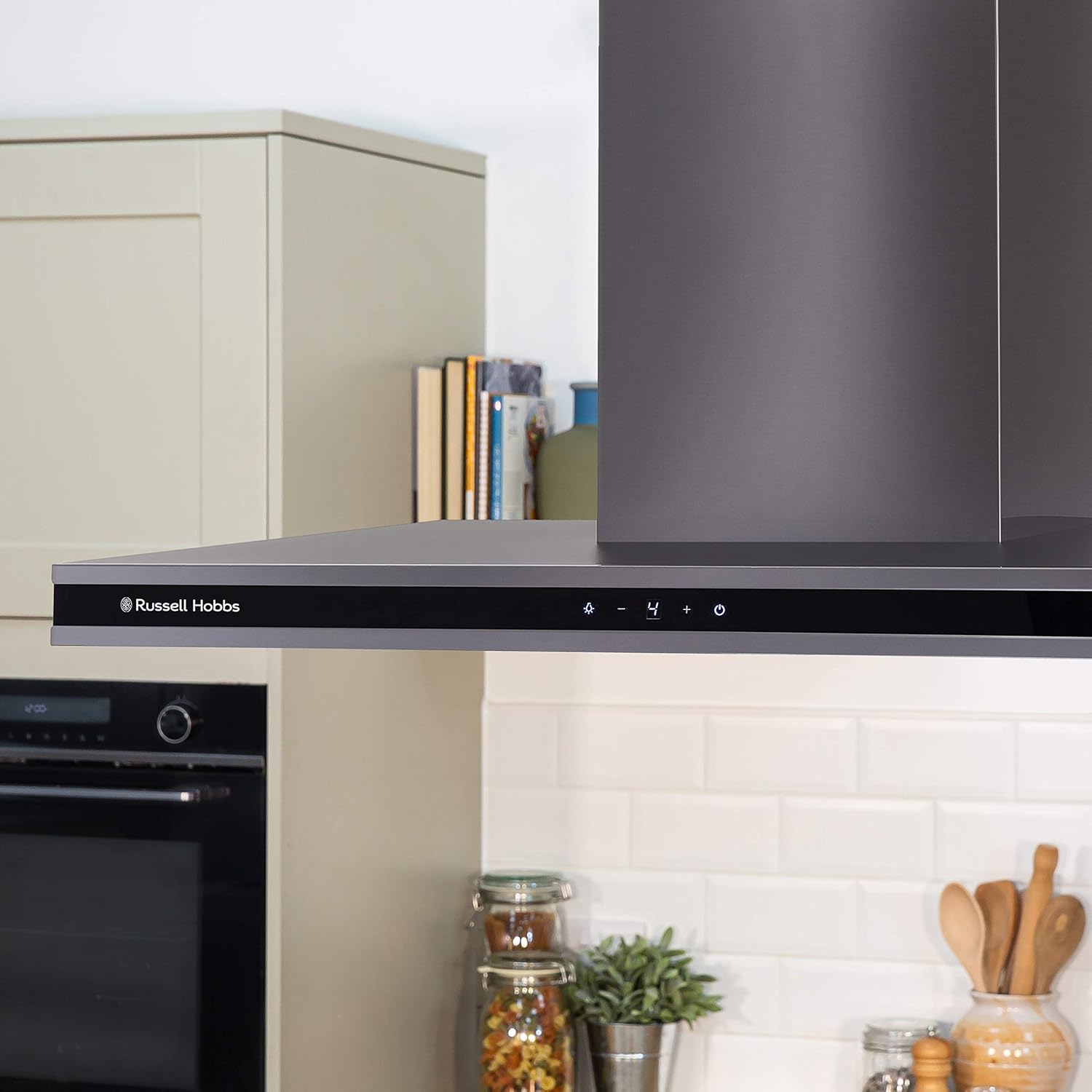 Russell Hobbs RHICH904DB Midnight Collection 90cm Island Cooker Hood, Dark Steel - Image 3