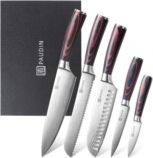 PAUDIN Kitchen Knife Set, High Carb...