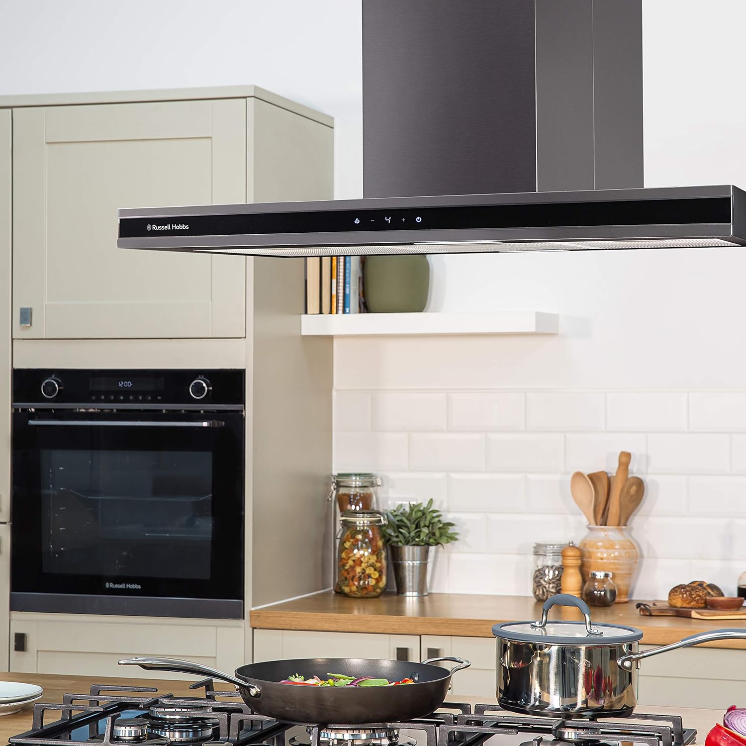 Russell Hobbs RHICH904DB Midnight Collection 90cm Island Cooker Hood, Dark Steel - Image 4