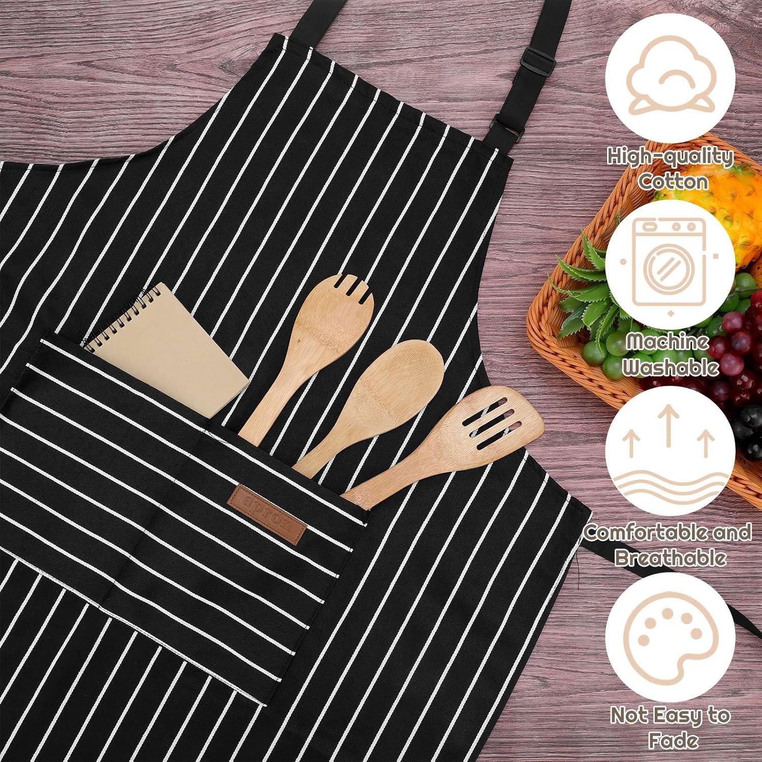 saerryor 2 Pack Unisex Adjustable Bib Apron with Pockets Cooking Kitchen Chef Women Men Aprons for Home Kitchen,Restaurant,Coffee House - Image 4