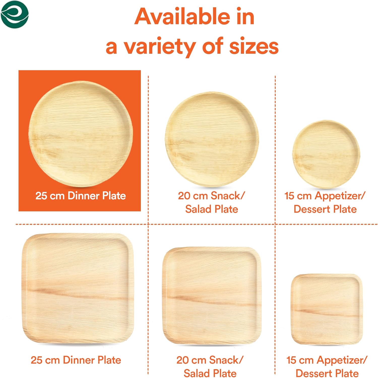 ECO SOUL 50 Palm Leaf Plates 10”(25cm) Round Large Bamboo Plate I Eco Friendly, Biodegradable, Compostable Heavy-Duty Plate, Disposable Plates for Dinner, Party & Events - Image 7