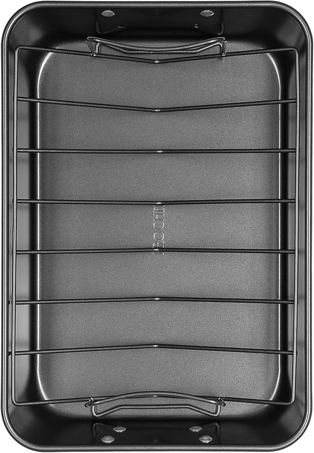 Prochef 15" Roaster with V Rack, Non-Stick Heavy Gauge Roasting Tray, PFAS-Free, Dishwasher Safe, Oven Safe to 230°C – 38.5x27.5x7.5cm Large Roasting Pan, Grey, BlackOne - Image 4