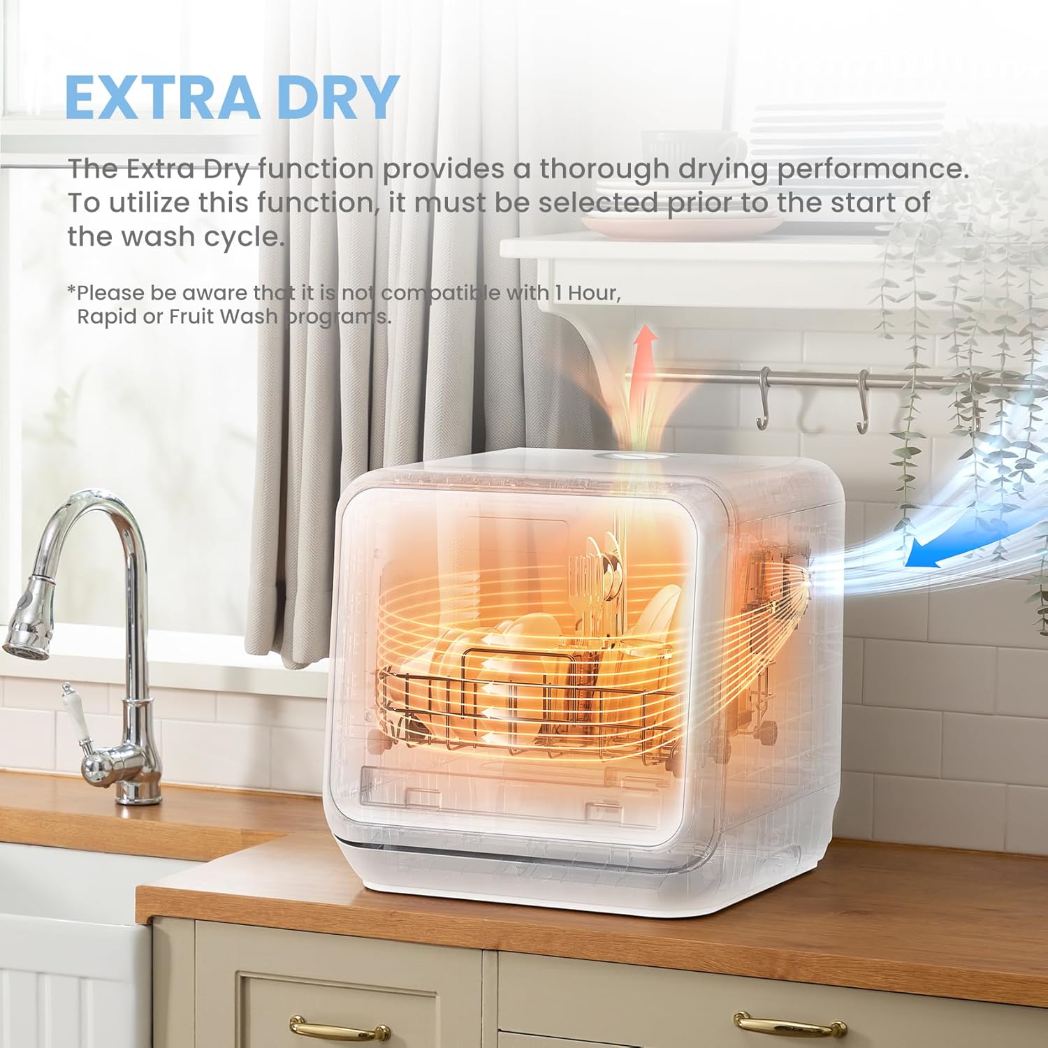 COMFEE‘ Table Top Dishwasher, Mini Countertop Dishwasher with 6+3 Programs, Steam Wash, Baby Care & Fruit Wash, No plumbing, Delay Start, 72H Storage, Perfect for Singles or Couples - Image 6