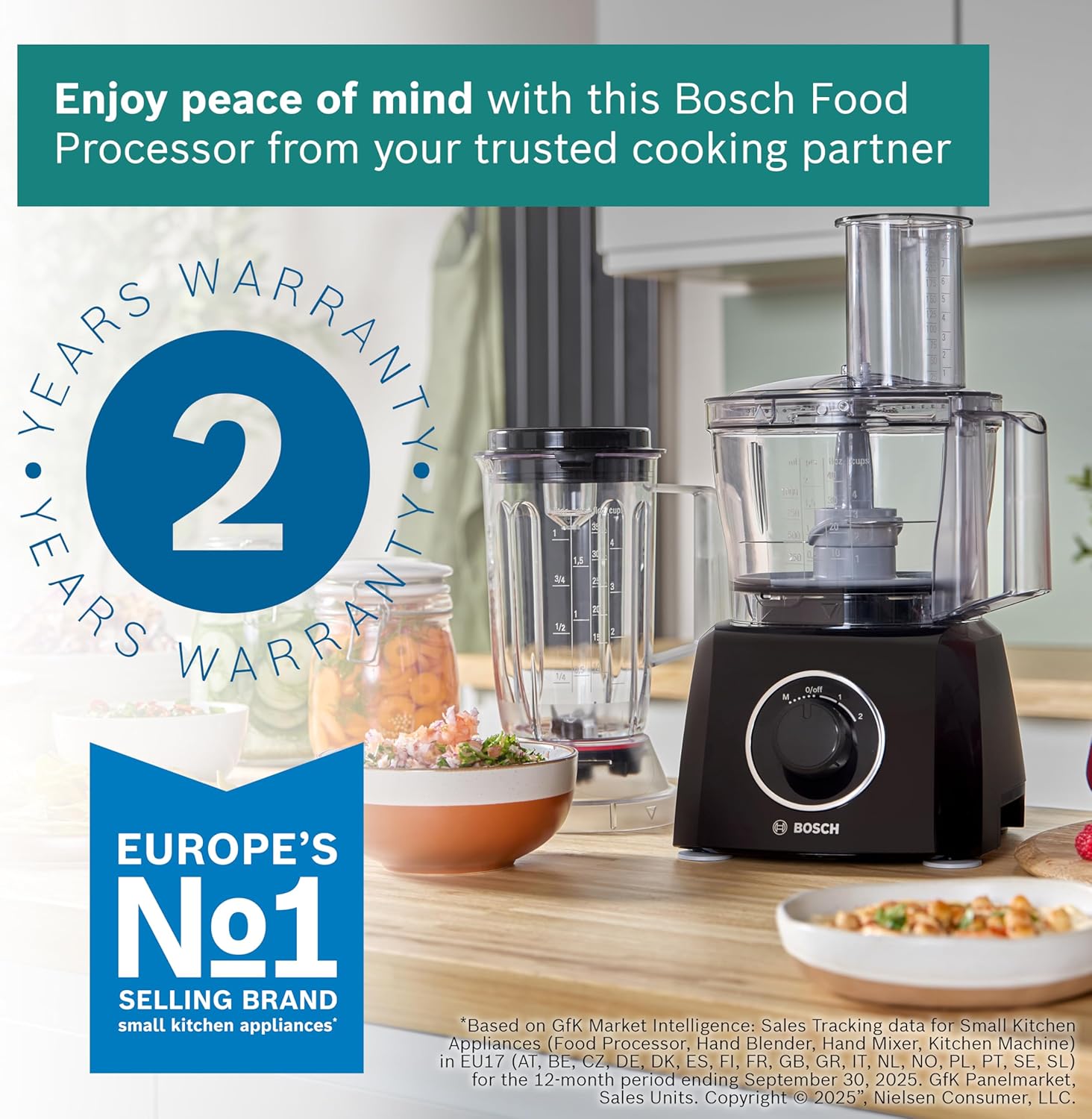 Bosch MultiTalent 3 MCM3201BGB 800W 2.3L Food Processor with 2 speeds, 1 litre blender and/Slicing/Grating/Beating attachments. - Black - Image 10