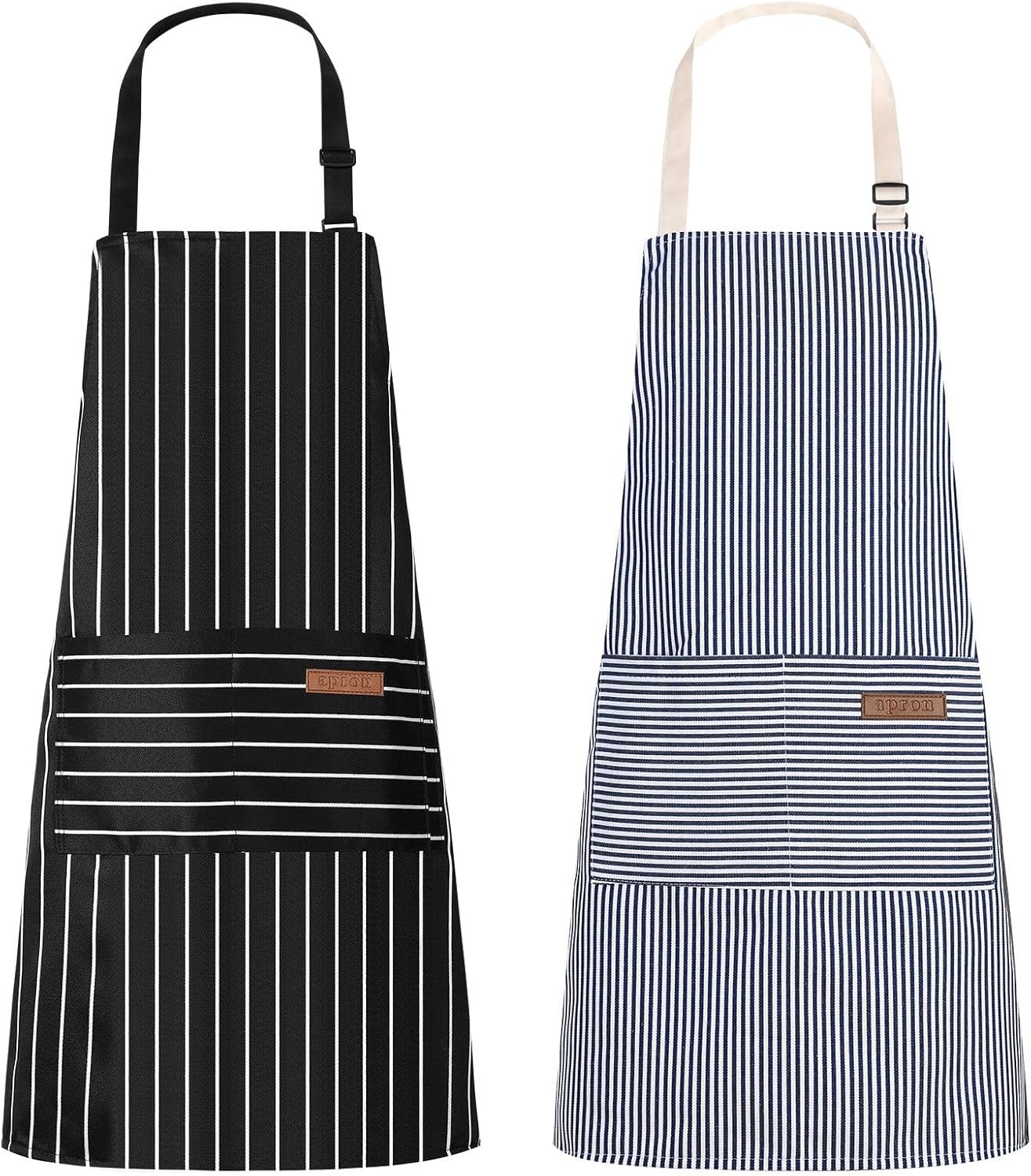 saerryor 2 Pack Unisex Adjustable Bib Apron with Pockets Cooking Kitchen Chef Women Men Aprons for Home Kitchen,Restaurant,Coffee House