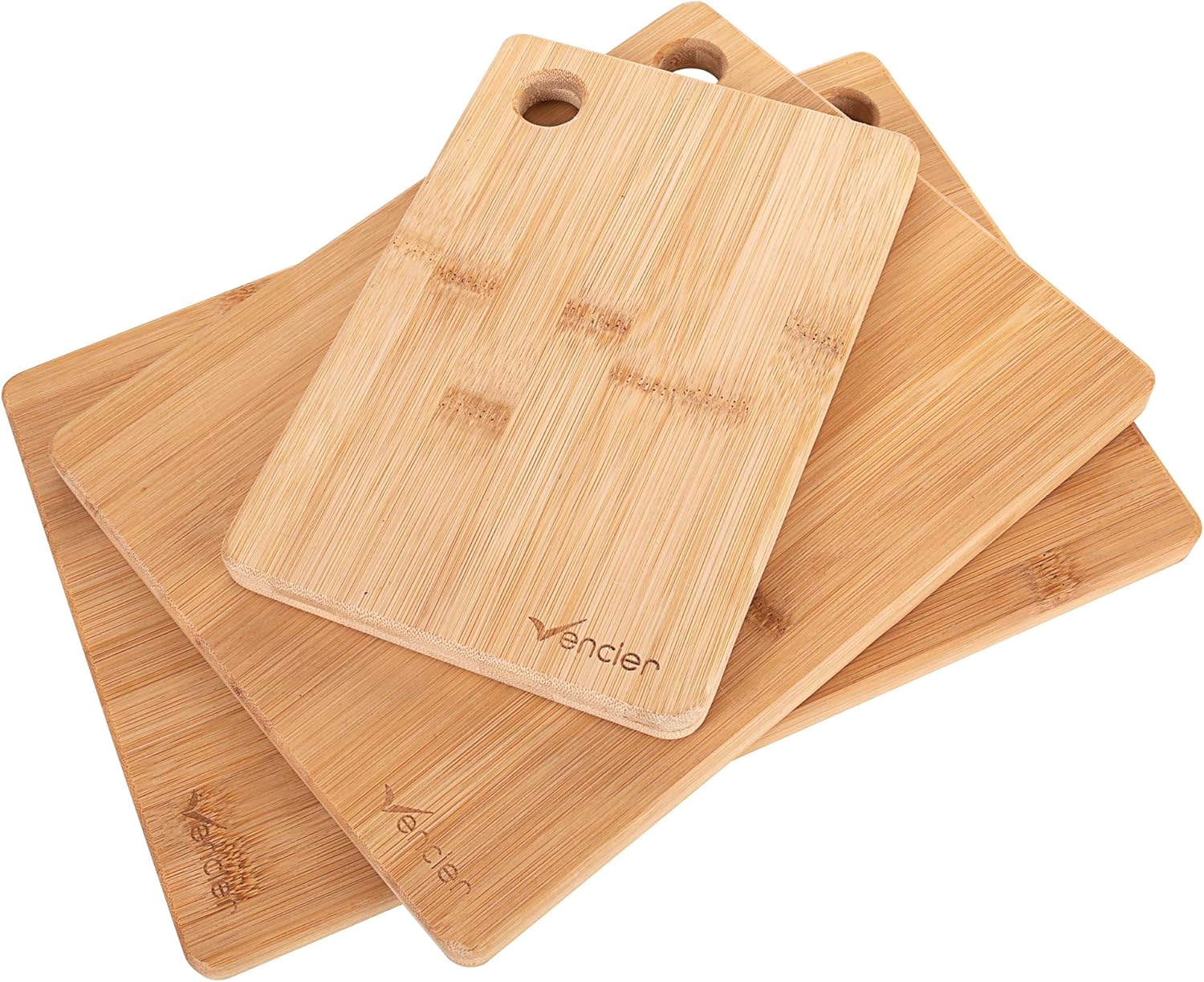 Vencier Thick Wooden Cutting Boards Set - Perfect for Meat Carving, Vegetable and Bread Cutting - Bamboo Chopping Board Ensemble (3pc Set) - Image 5