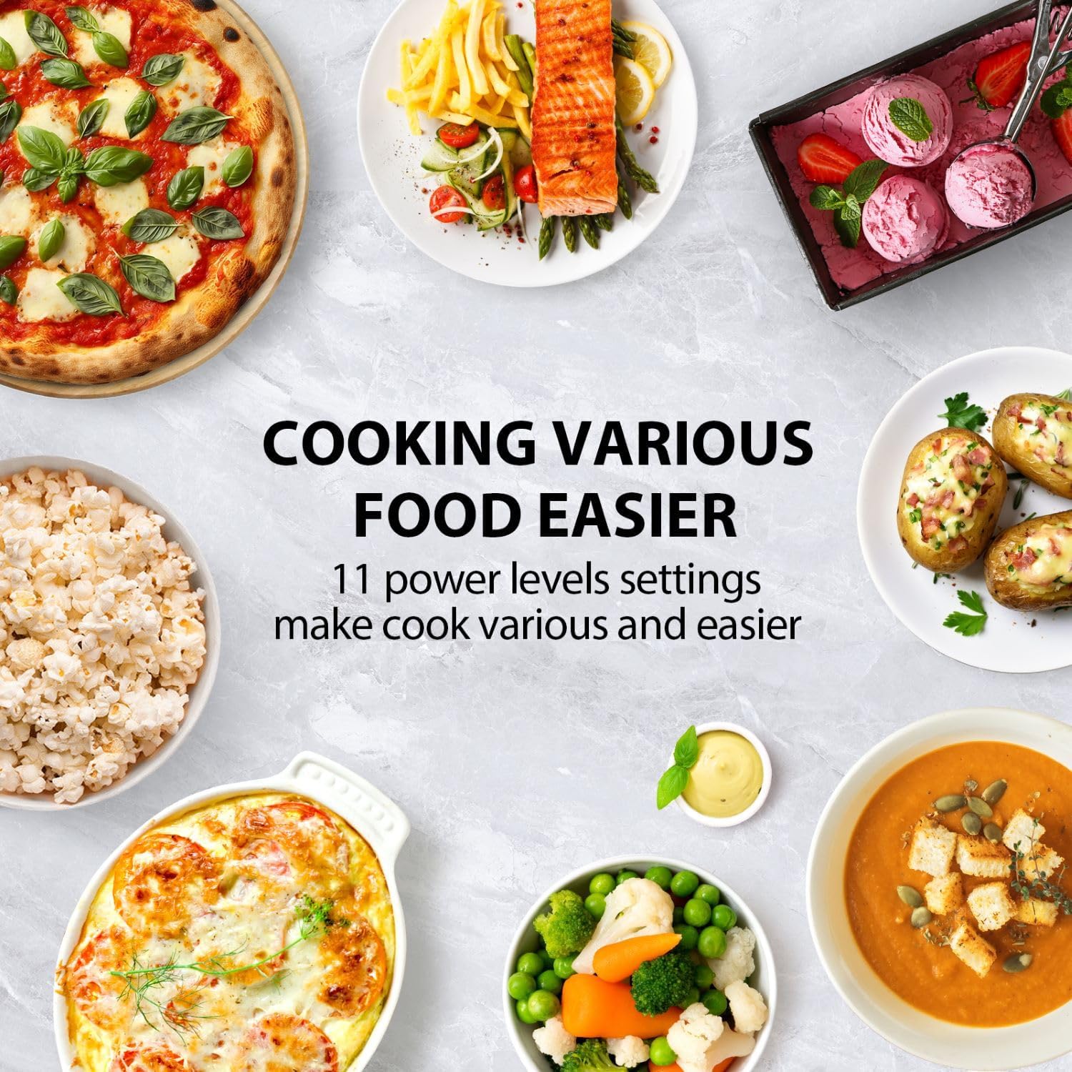 TOSHIBA 20 Liter 800W Digital Solo Small Microwave With 11 Power Levels, One-touch Express Cook with 6 Preset Recipe, Defrost, Digital Display, Perfect for 9'' pizza, Easy Clean, White- MM-EM20P(WH) - Image 3