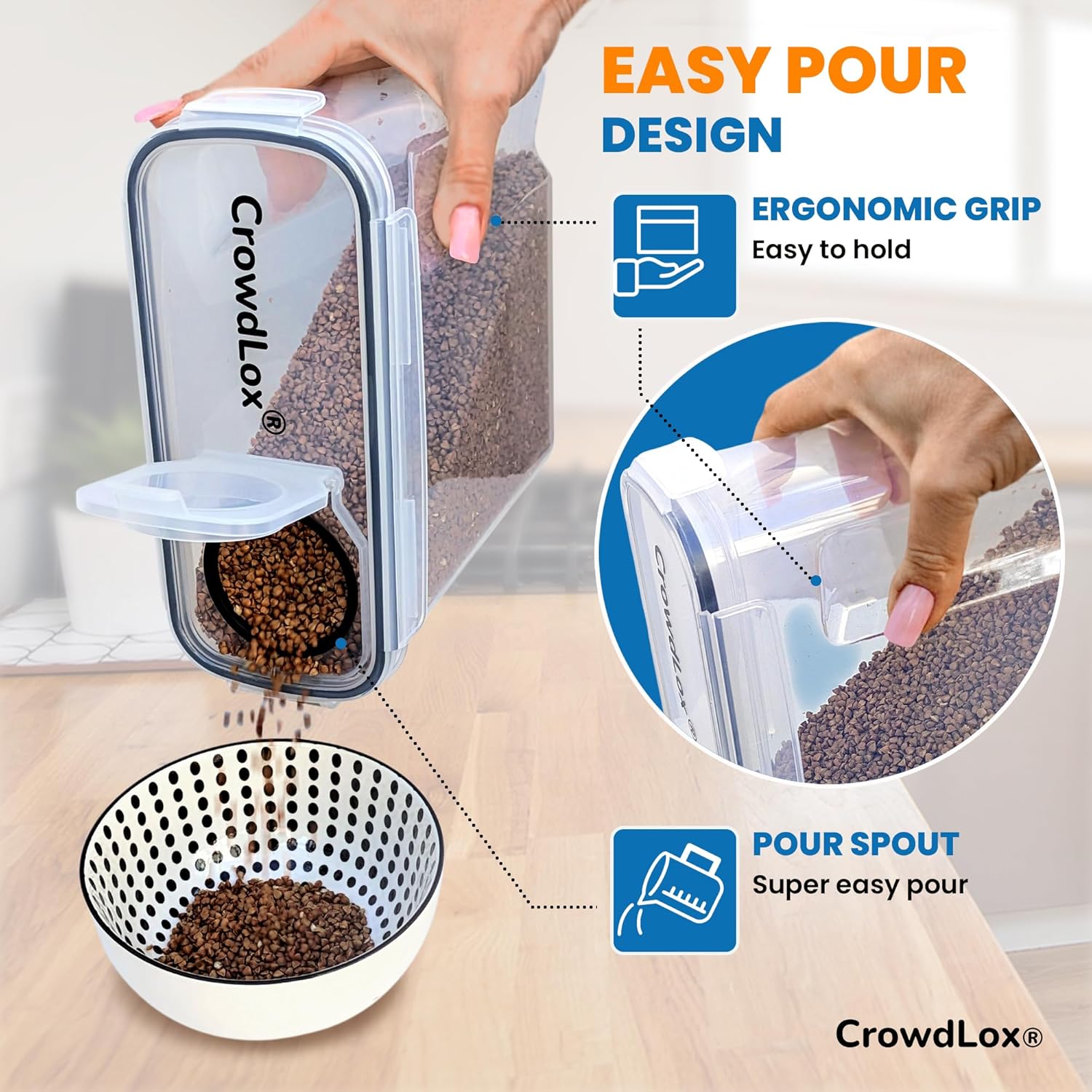 Cereal Storage Containers 4L Food Grade and BPA Free Sets with Lids Kitchen Storage & Organisation Food Containers Large Kitchen Organiser for Cornflakes (Single Unit) - Image 5