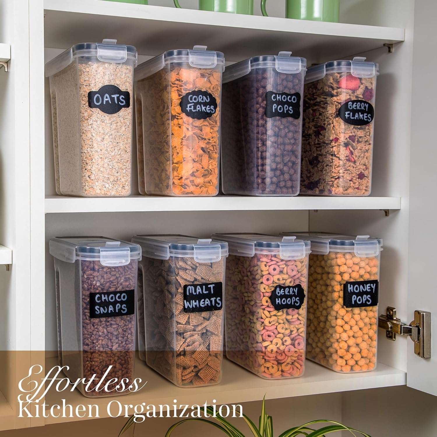 nuovva Cereal Storage Containers – 3Pcs Set Plastic Food Storage Containers – Practical Cereal Dispenser – Food Grade and BPA Free – Durable and Easy to Use – Ideal for Cornflakes, Flour Storage - Image 3