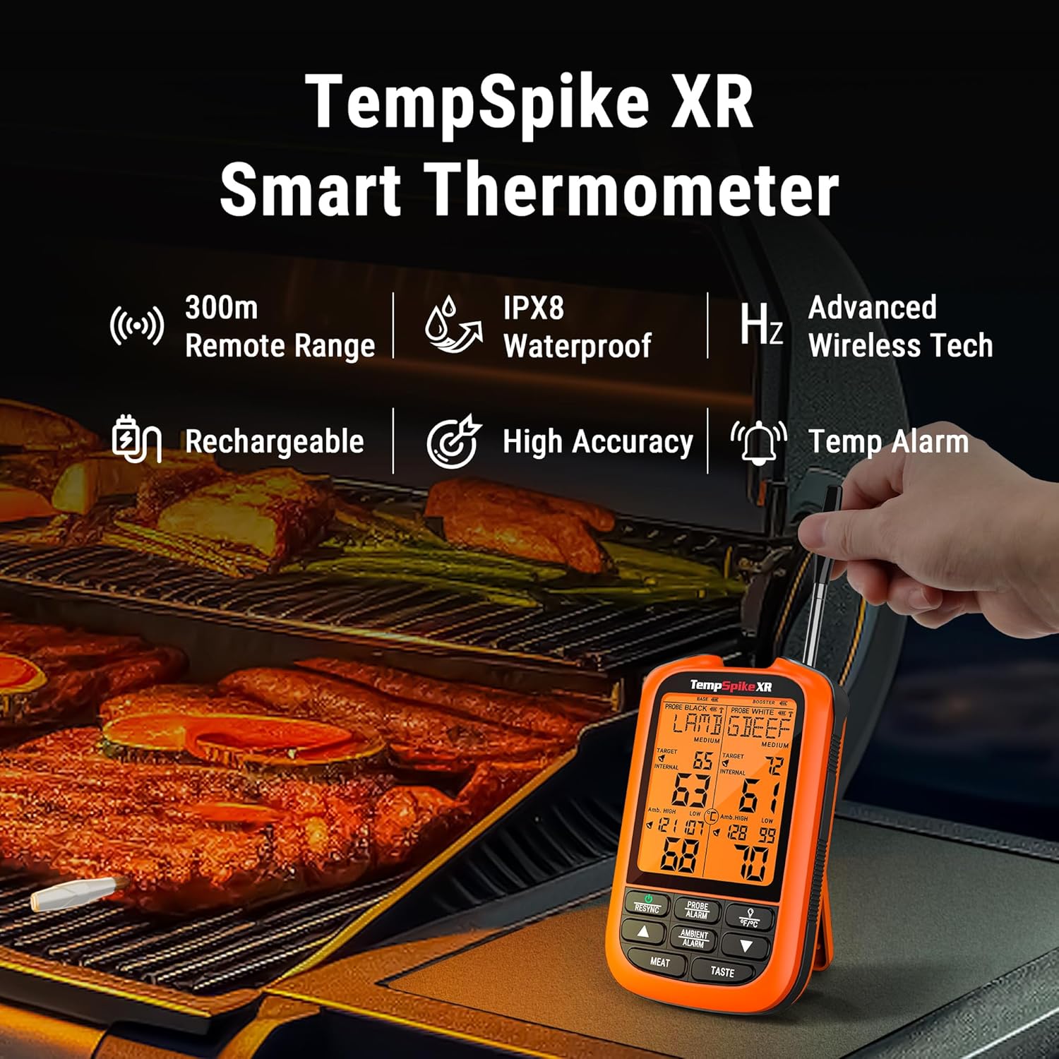 ThermoPro TempSpike XR Wireless Meat Thermometer up to 300M, with 2 Ultra-Thin Wireless Meat Probe, Smart Meat Thermometer Digital for Rotisserie, Smoker, and Kitchen Cooking Thermometer - Image 2