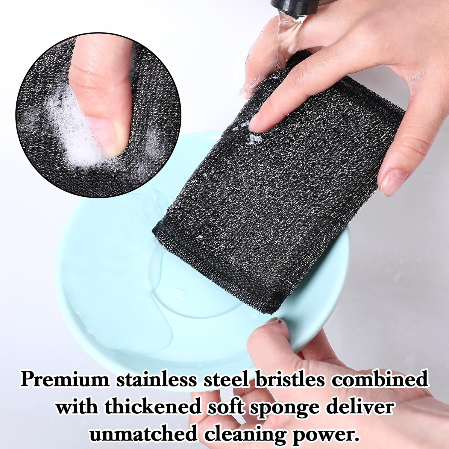 6 Pcs Washing Sponges for Dishes - Non Scratch Kitchen Sponge - Heavy Duty Reusable Multipurpose Cleaning Sponges for Washing Dishes, Pots, Pans, Household Cleaning - Image 4
