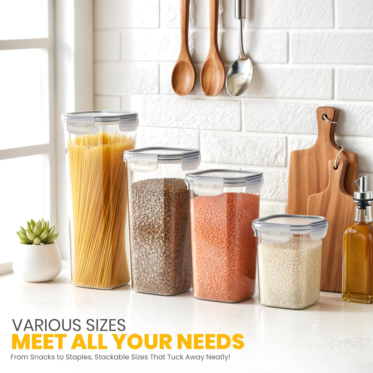 KICHLY Airtight Food Storage Containers With Lids (24 Pack) - Pantry Organizers and Storage - BPA-Free Pantry Storage Or Kitchen Storage Containers - Ideal for Cereal, Flour, Sugar & More - Image 8