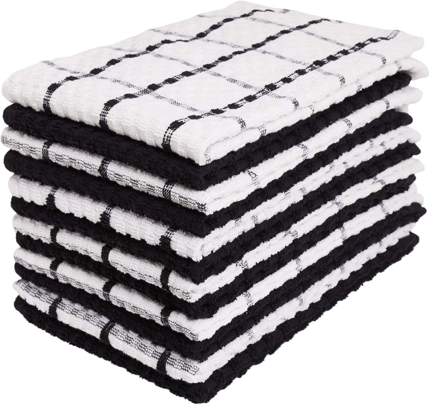 Kitchen Towels 12 Pack - Dish Towels and Dish Cloths - Hand Towel and Dishcloths Sets - 100% Soft Ring Spun Combed Cotton - Great for Cooking in Kitchen or Household Cleaning - Size 15" x 25"