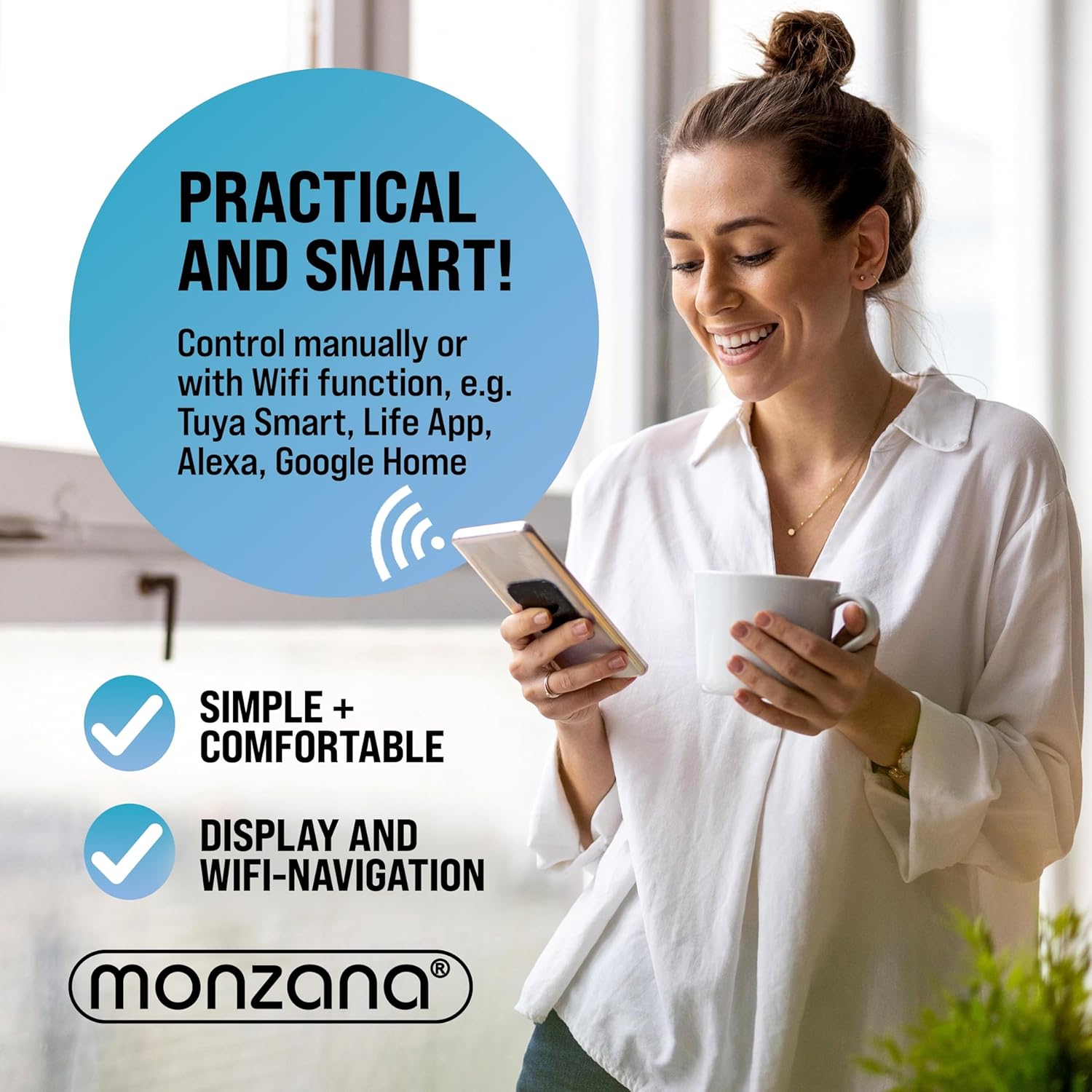 MONZANA® Tabletop Dishwasher with 4.5 Litre Water Tank | No Water Connection Needed | WiFi App 6 Programs 4 Place Settings | Small 45cm Mini Single Dish Washer - Image 7