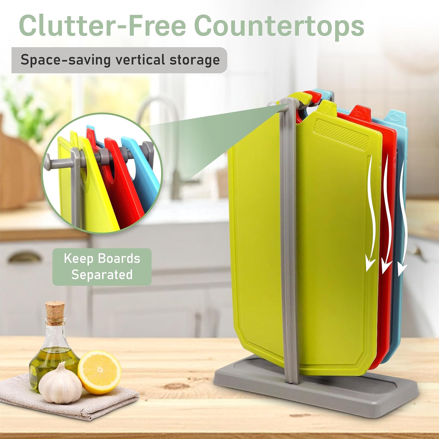 Chopping Board Set (UK Company) – 3 Large 37.5x23.5cm Colour-Coded Plastic Cutting Boards with Vertical Stand & Drip Tray, Reversible, BPA-Free, Non-Slip, Dishwasher Safe - Image 5