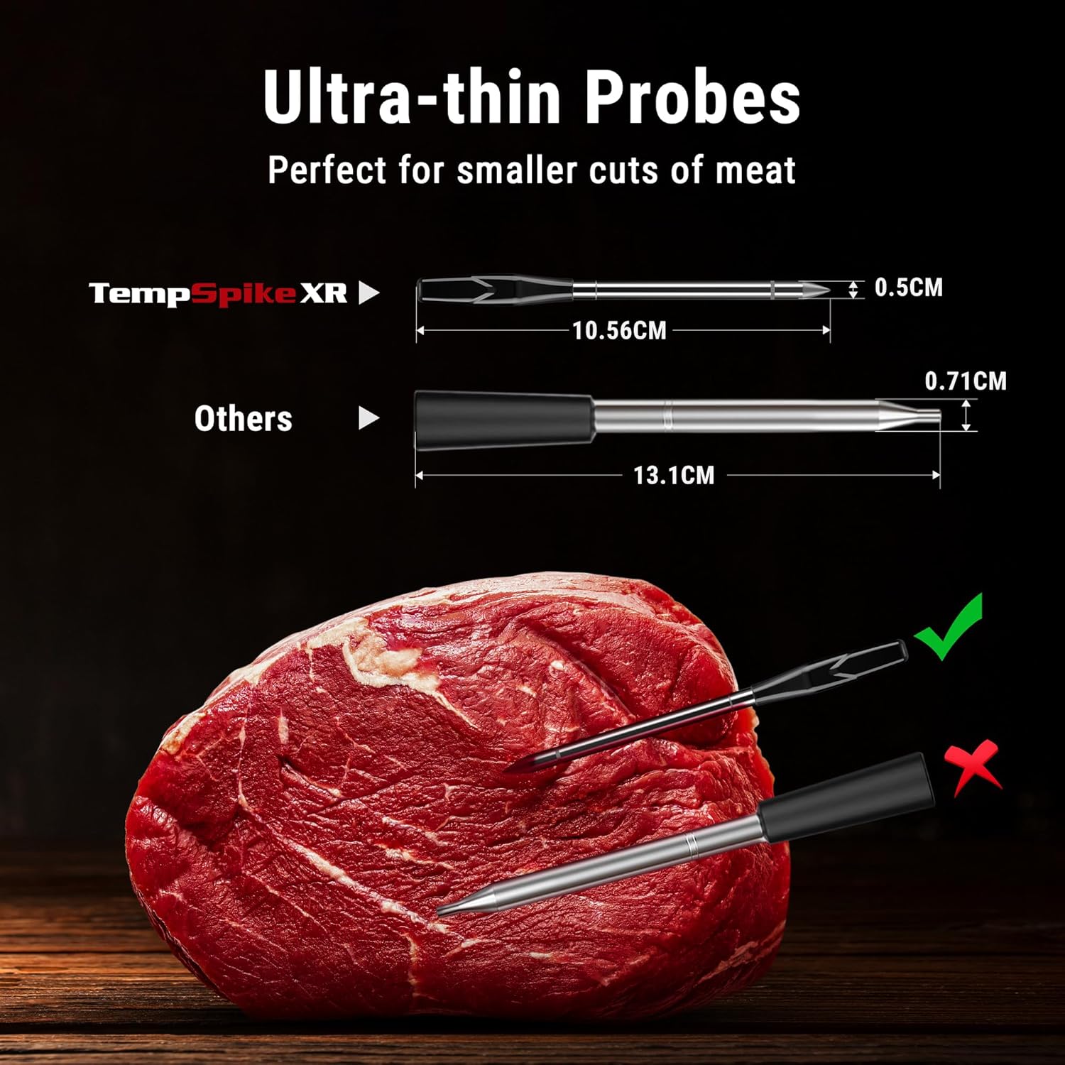 ThermoPro TempSpike XR Wireless Meat Thermometer up to 300M, with 2 Ultra-Thin Wireless Meat Probe, Smart Meat Thermometer Digital for Rotisserie, Smoker, and Kitchen Cooking Thermometer - Image 4