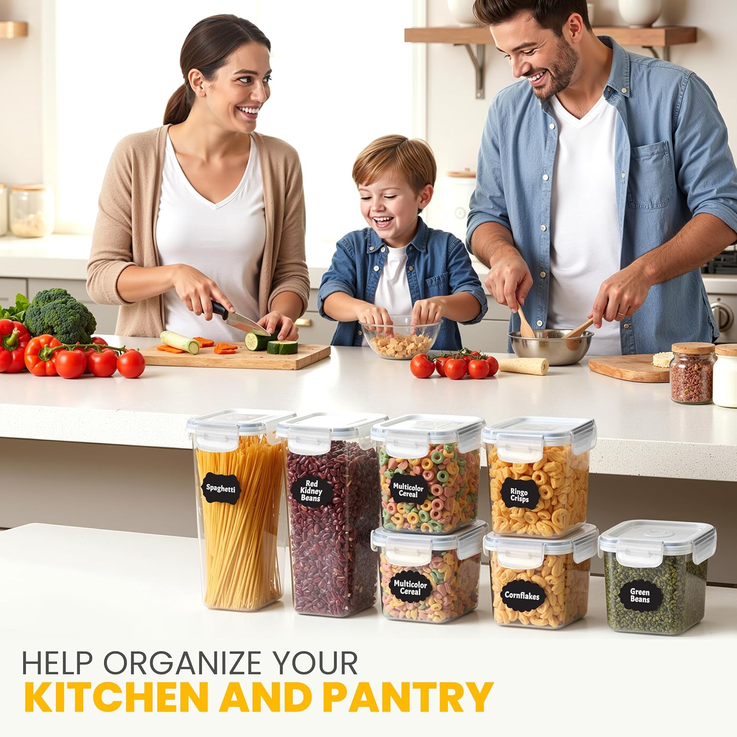KICHLY Airtight Food Storage Containers With Lids (24 Pack) - Pantry Organizers and Storage - BPA-Free Pantry Storage Or Kitchen Storage Containers - Ideal for Cereal, Flour, Sugar & More - Image 7