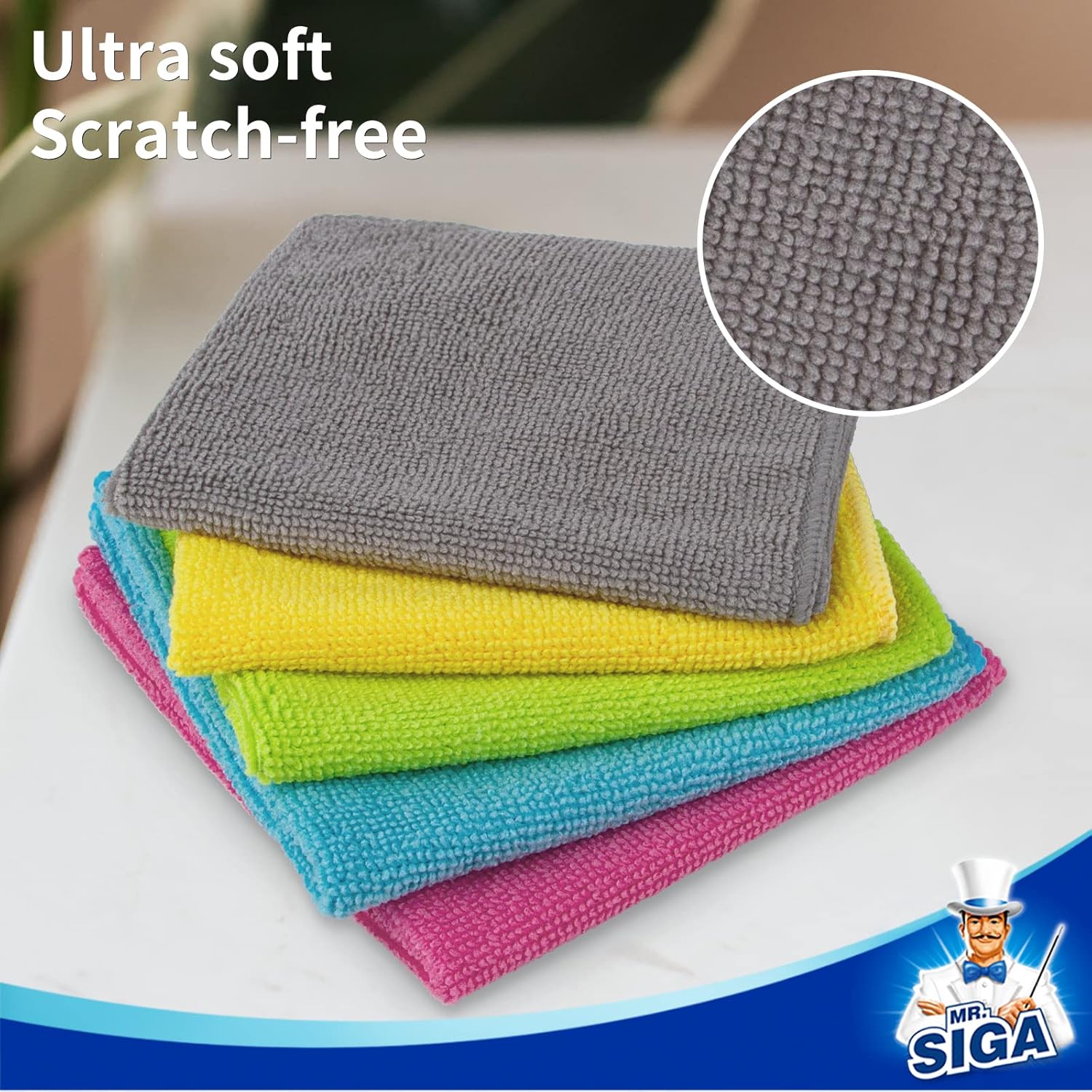 MR.SIGA Microfiber Cleaning Cloth, All-Purpose Cleaning Towels, Pack of 50, Size 11.8 x 11.8 in (30X30CM) - Image 7