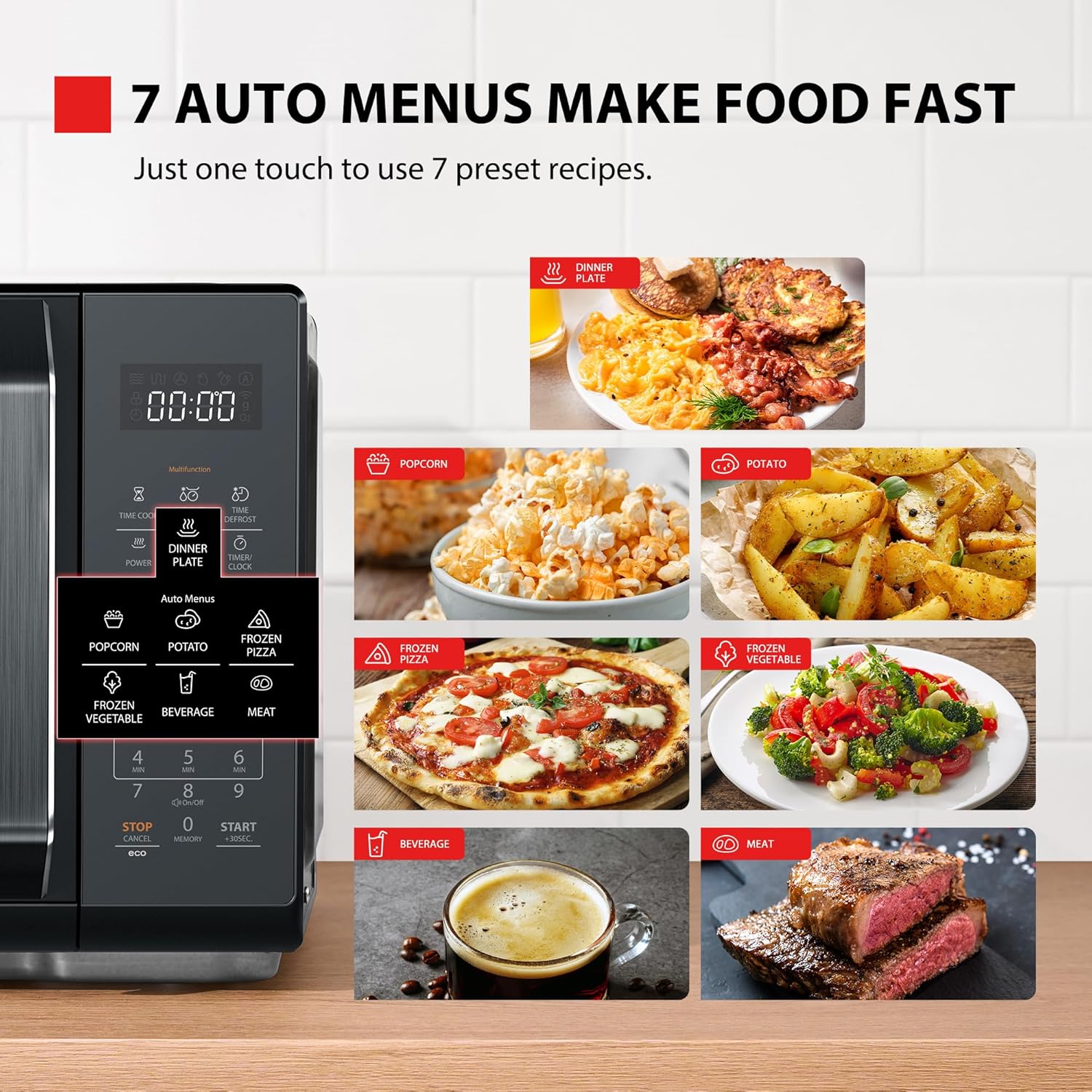 Toshiba Black Mirror Microwave 900w 23L Microwave Oven with Digital Display, Solo, Auto Defrost, One-touch Express Cook with 11 Power Levels, 7 Auto Menus, Perfect for 10'' pizza, MW3-EM23PF(MB) - Image 5