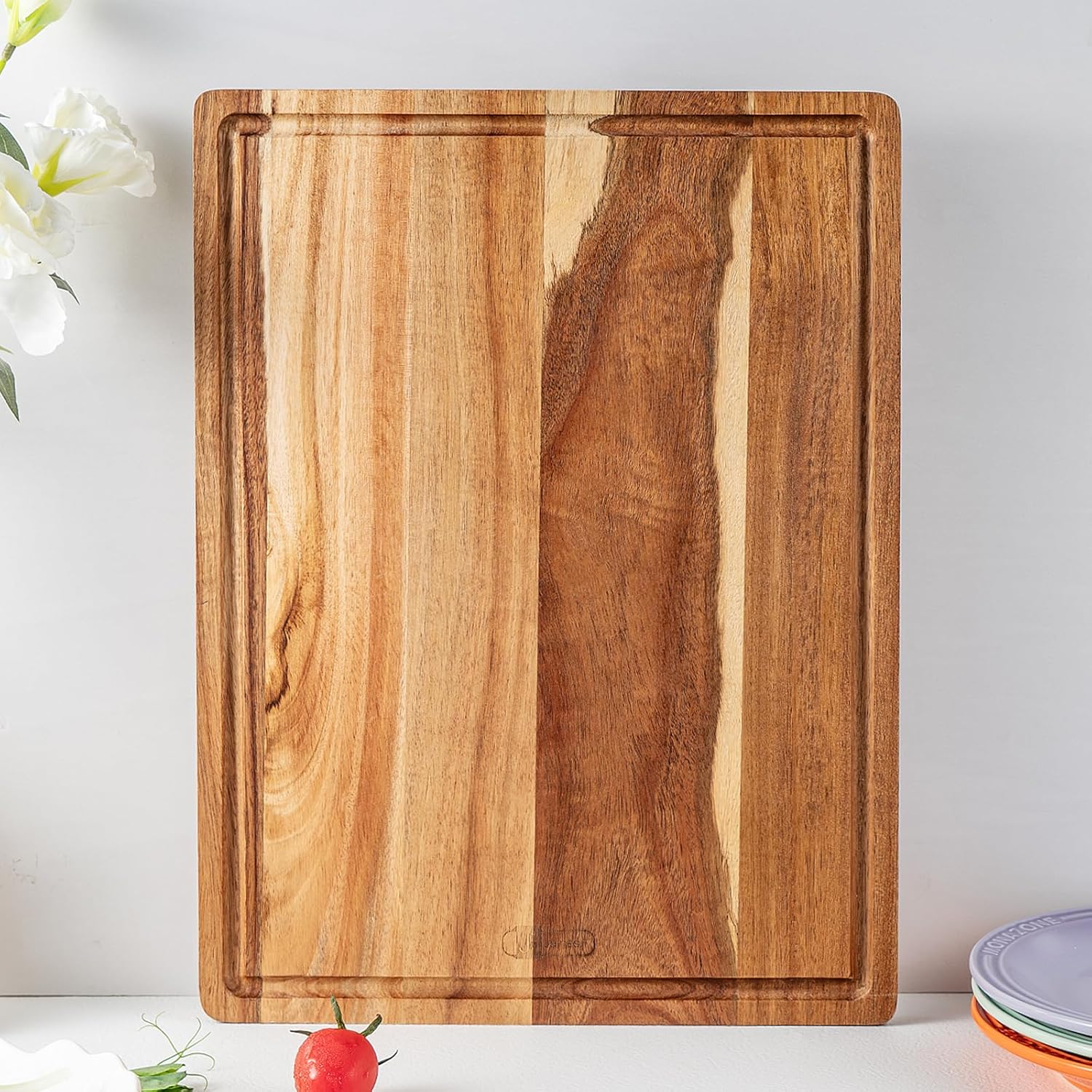 Wood Cutting Board, 40x30x1.8CM Acacia Wood Cutting Board with Juice Groove Wooden Chopping Board for Food Prep Fruit Vegetable Meat