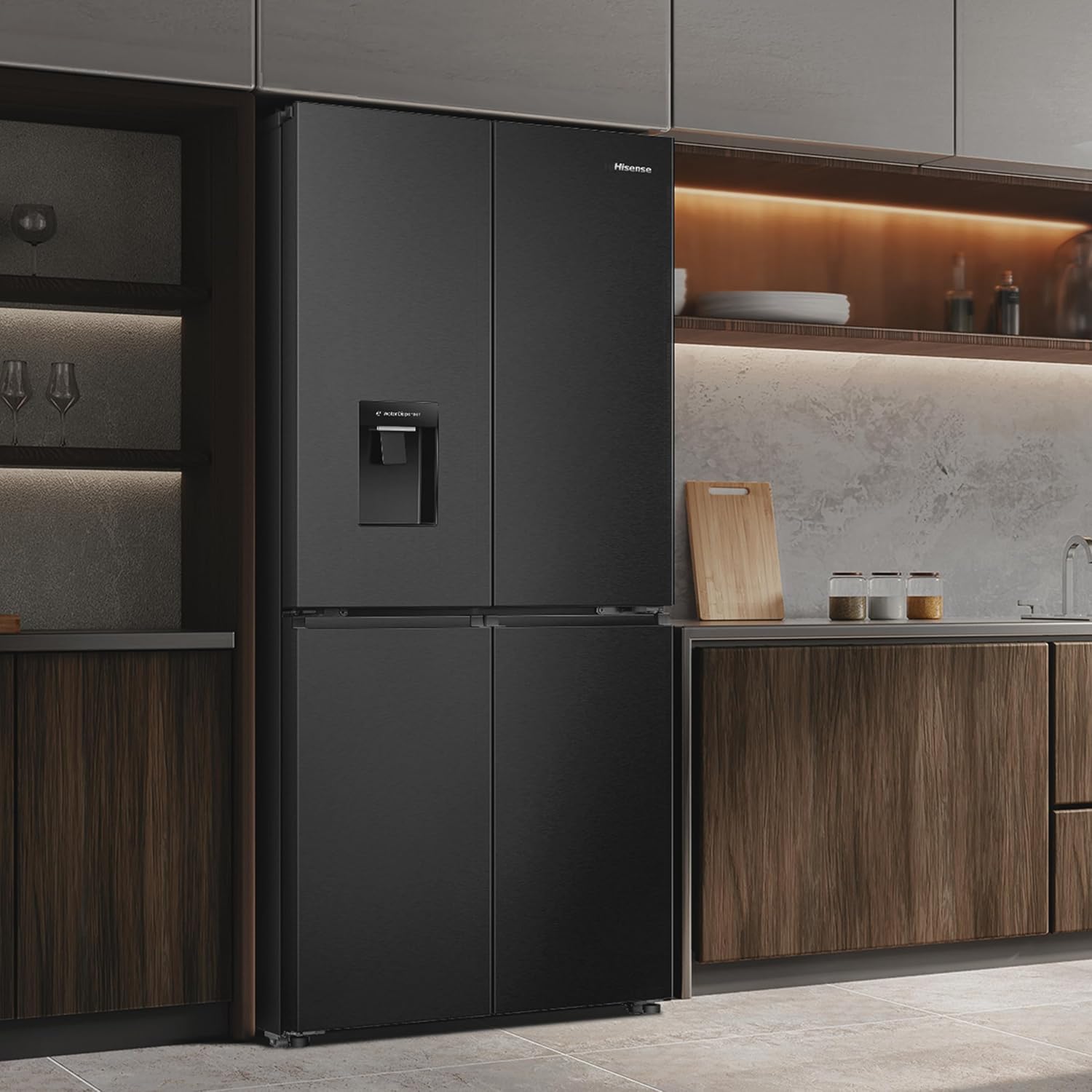 Hisense RQ5P470SMFE Wifi Connected American Fridge Freezer Cross Door with Water Dispenser, No Frost, 482 liters, Black Stainless Steel - E Rated, Noise level: 37 decibels, H178.5 x W79.4 x D69.8 (cm) - Image 12