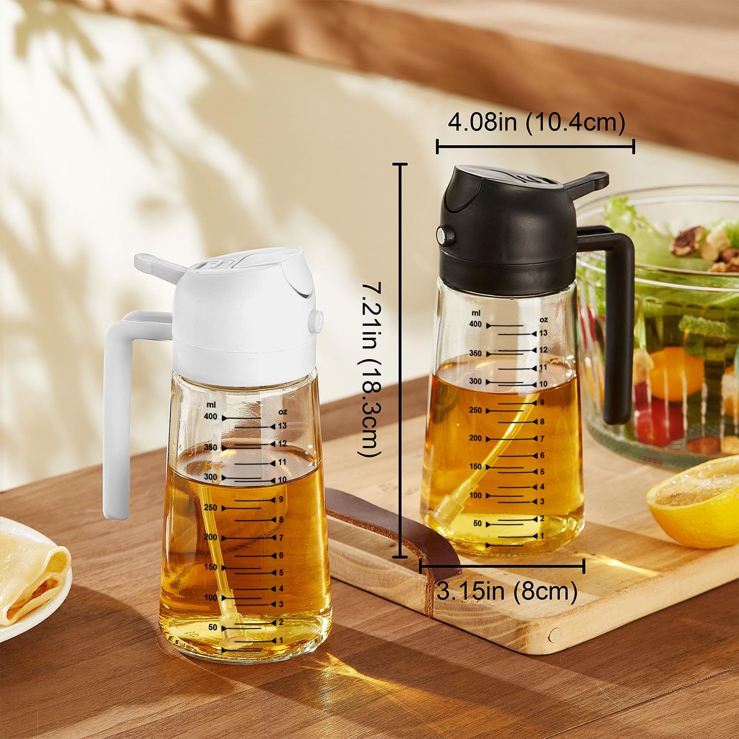TrendPlain 16oz Olive Oil Spray Bottle - 2 in 1 Olive Oil Dispenser Bottle for Kitchen Accessories - Kitchen Gadgets, For Air Fryer (Black) - Image 5