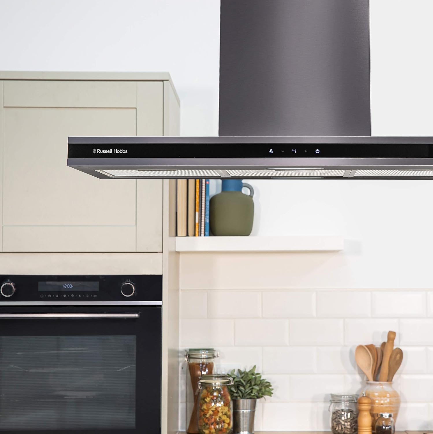 Russell Hobbs RHICH904DB Midnight Collection 90cm Island Cooker Hood, Dark Steel - Image 5