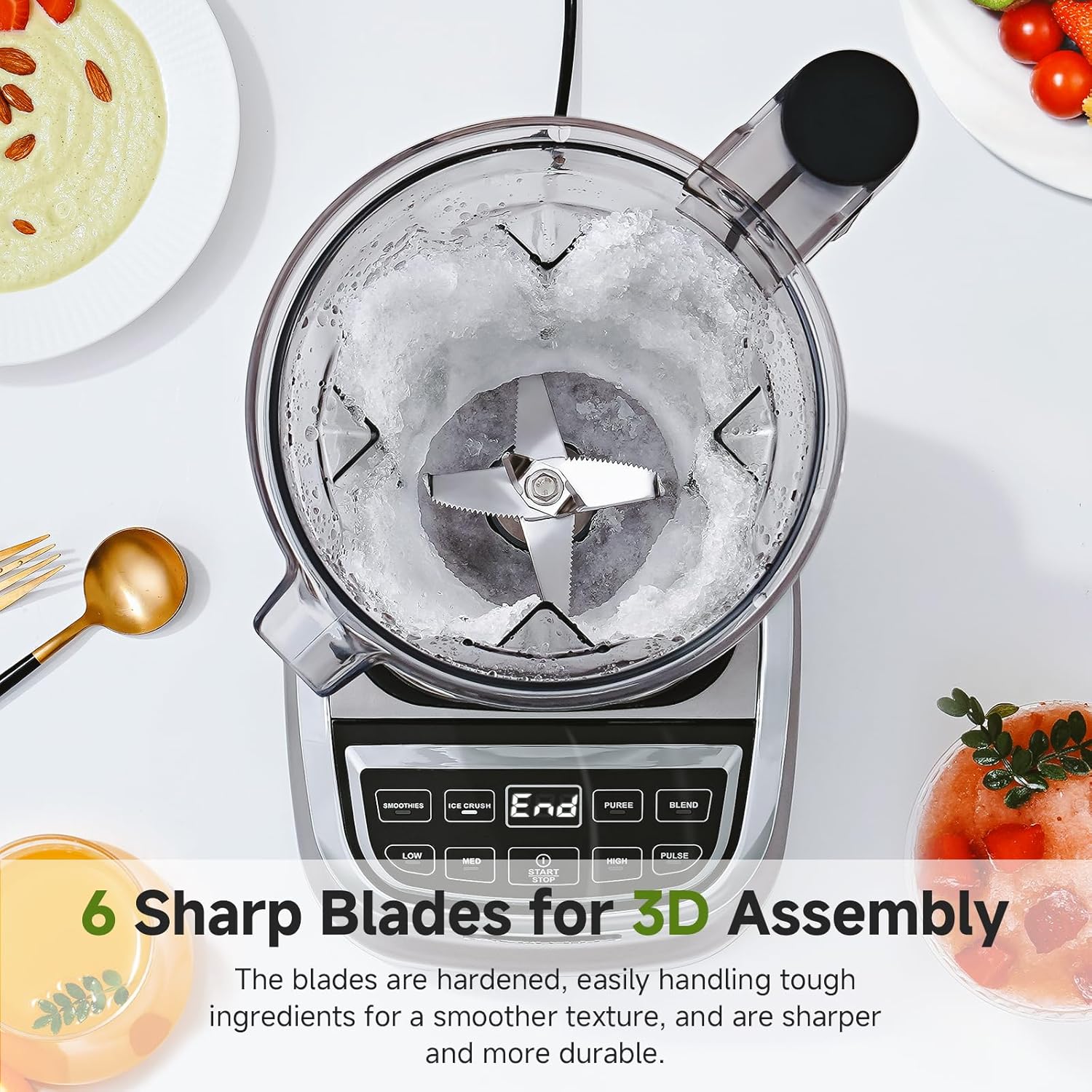 AMZCHEF Blender Smoothie Maker with Two Ways, 1800W Blenders for Kitchen with Smart Panel Control, 3 Speed Control & 4 Preset Settings, 1.85L Jug & 600ml Portable Bottle - Image 7