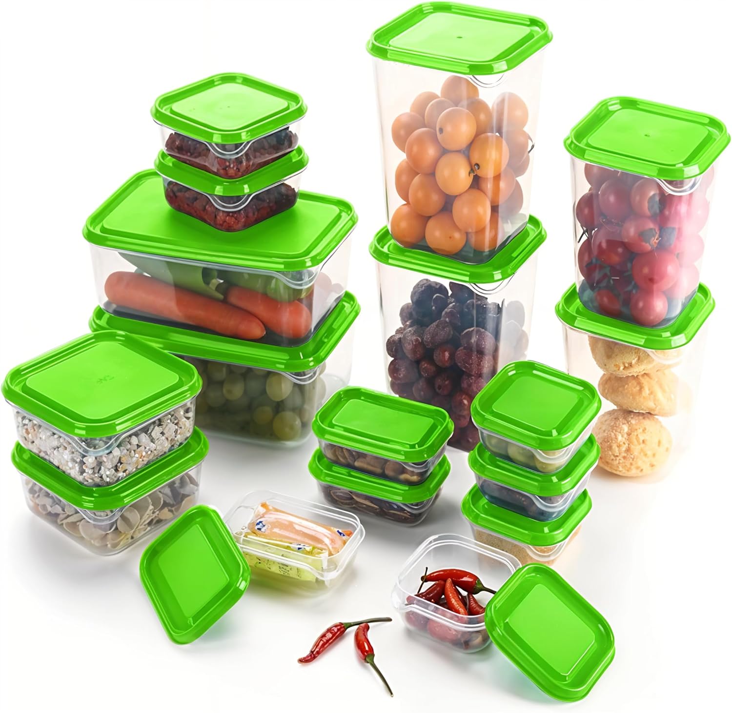 17-Pack Food Storage Containers – BPA-Free, Airtight & Leakproof – Microwave, Freezer & Dishwasher Safe – Cereal, Pasta, Salad, Soup, Meal Prep (180ml–2060ml)