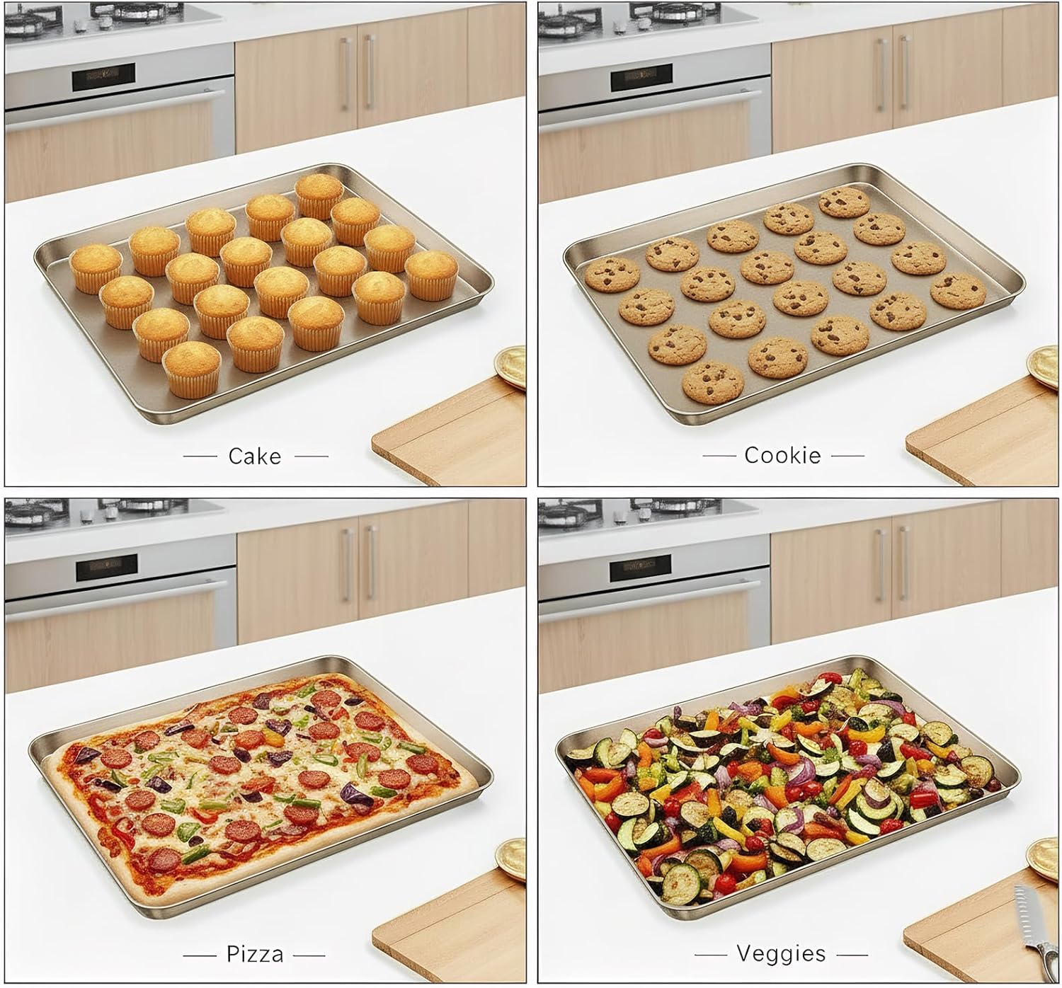 Nicunom Set of 2 Sheet Baking Tray, 44.5 x 30cm Baking Sheet, Nonstick Baking Sheet Pans Bakeware Toaster Oven Baking Trays Set, Perfect Cookie Sheet for Baking and Roasting, Commercial Or Home Use - Image 5