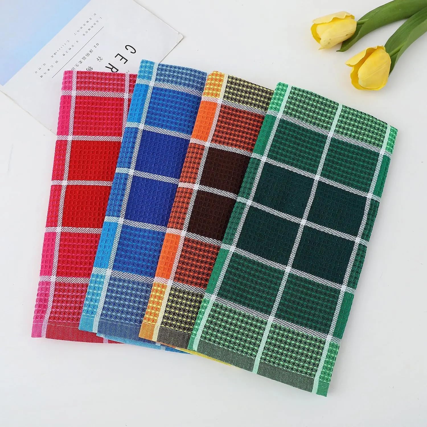 Premium Cotton Tea Towels Set– Super Absorbent, Durable & Soft, Kitchen Tea Towels for Drying, Cleaning, and Baking – Pack of 4, (68cm by 42cm) Eco-Friendly Dish Clothes. - Image 7