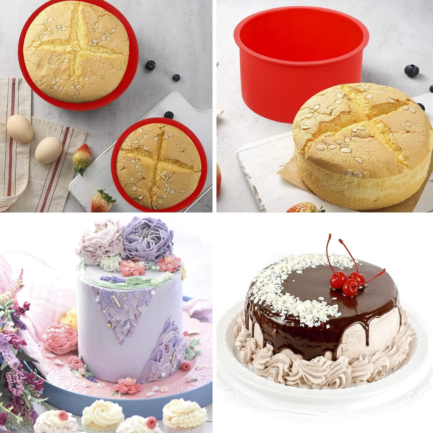6 Pcs Silicone Cake Mould for Baking, 4 Inch Non-Stick Round Cake Pan Cake Tins Bakeware Baking Molds Tins for Mousse Muffin Pudding Cupcake Bread (Red) - Image 5