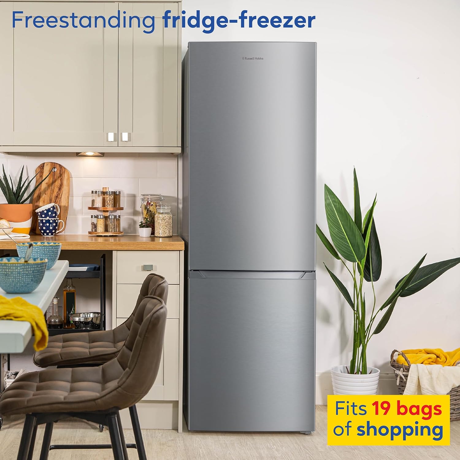 Russell Hobbs Freestanding Fridge Freezer Frost Free in Stainless Steel 186x60cm Total No Frost 60/40, 210L Fridge Space, 83L 4 Star Freezer, Adjustable Thermostat, 2 Year Guarantee RH186FFFF60SS - Image 3