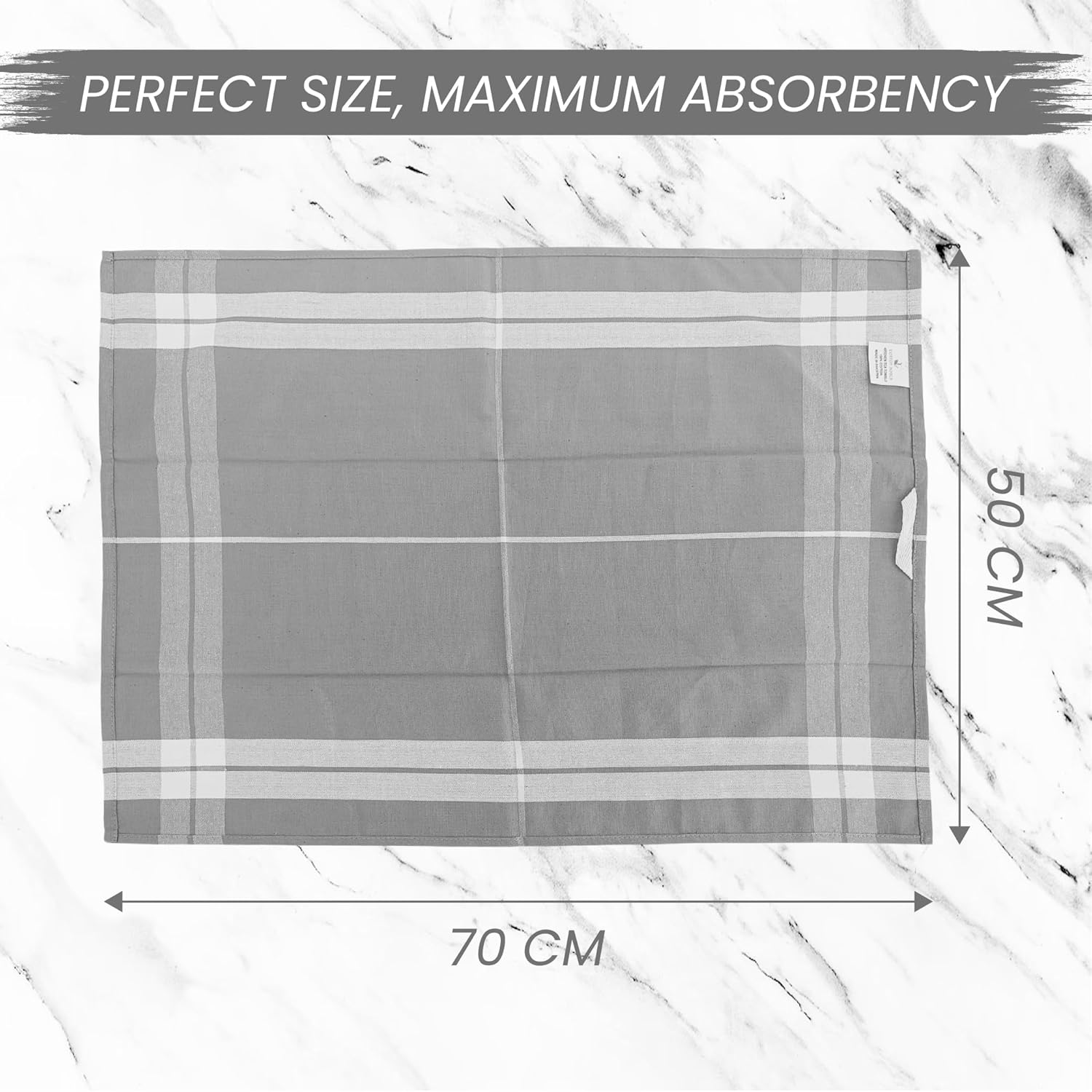 Premium Kitchen Tea Towels Set of 5 – Eco-Friendly 100% Cotton Hotel Quality Kitchen Towels Ultra Absorbent & Lint Free, Quick Drying Dish Cloth, 70 x 50 cm (Grey) - Image 7