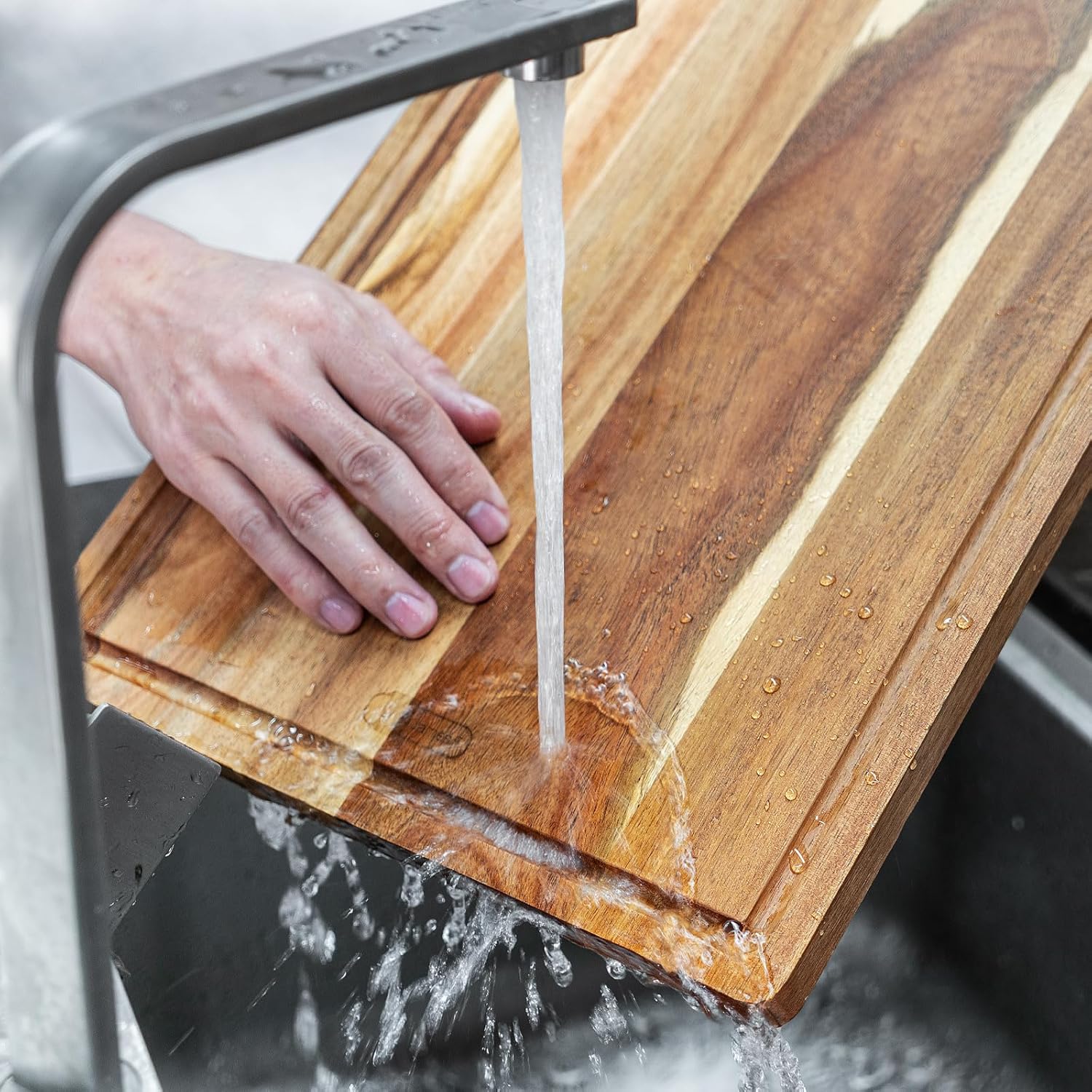 Wood Cutting Board, 40x30x1.8CM Acacia Wood Cutting Board with Juice Groove Wooden Chopping Board for Food Prep Fruit Vegetable Meat - Image 5