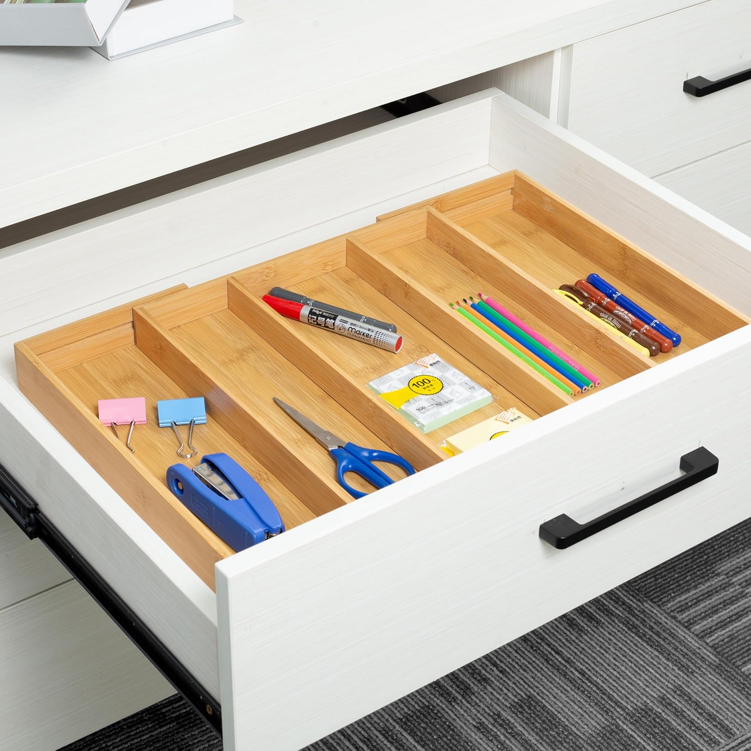 Utoplike Expandable Bamboo Drawer Organisers, Wooden Utensils Holder, Cutlery Tray Organiser, Adjustable Drawer Divider for Silverware, Flatware, Knives in Kitchen, Bedroom, Living Room - Image 4