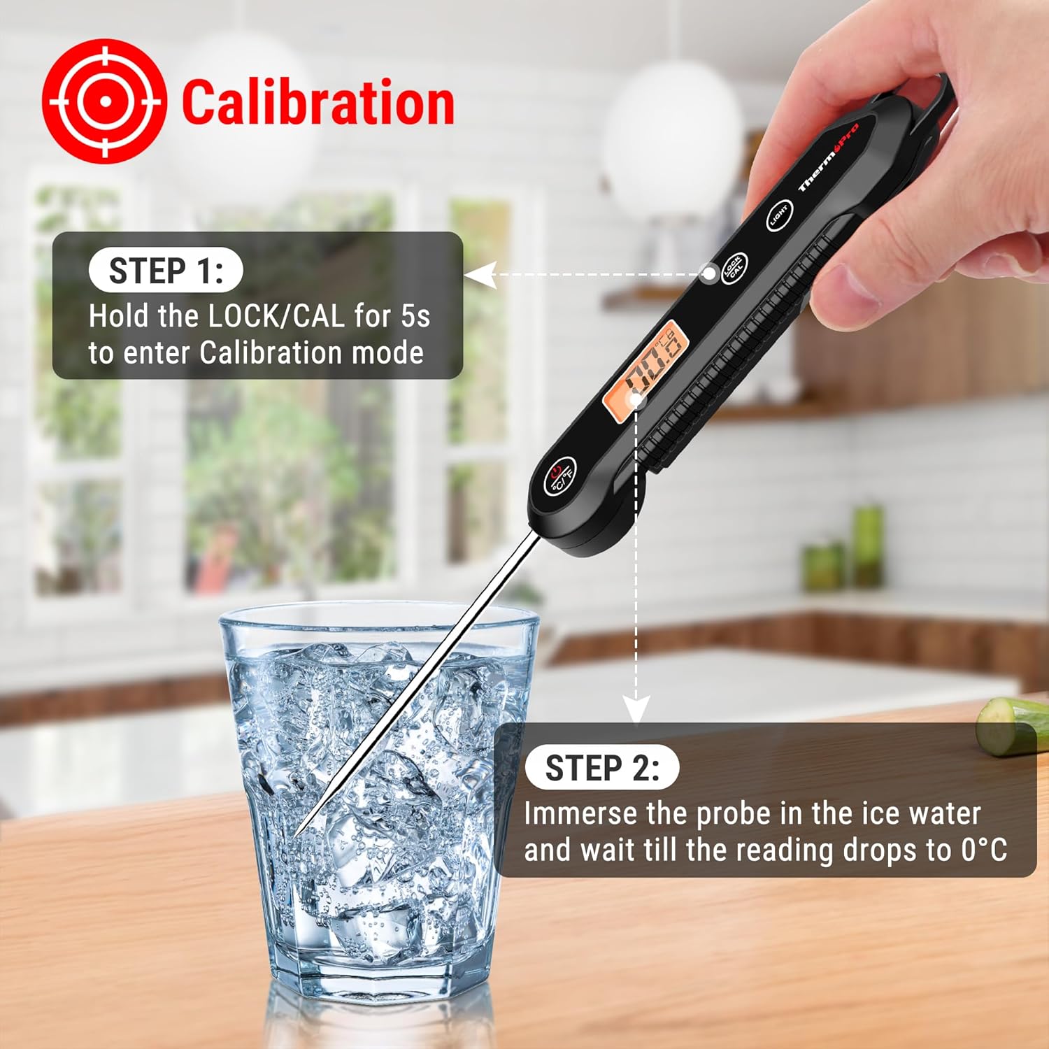 ThermoPro TP03H Meat Thermometers with IPX6 Waterproof, Instant Read Food Thermometer Foldable Temperature Probe with Calibration & Lock Function, Cooking Thermometer for Air Fryers, Kitchen, BBQ Oven - Image 7