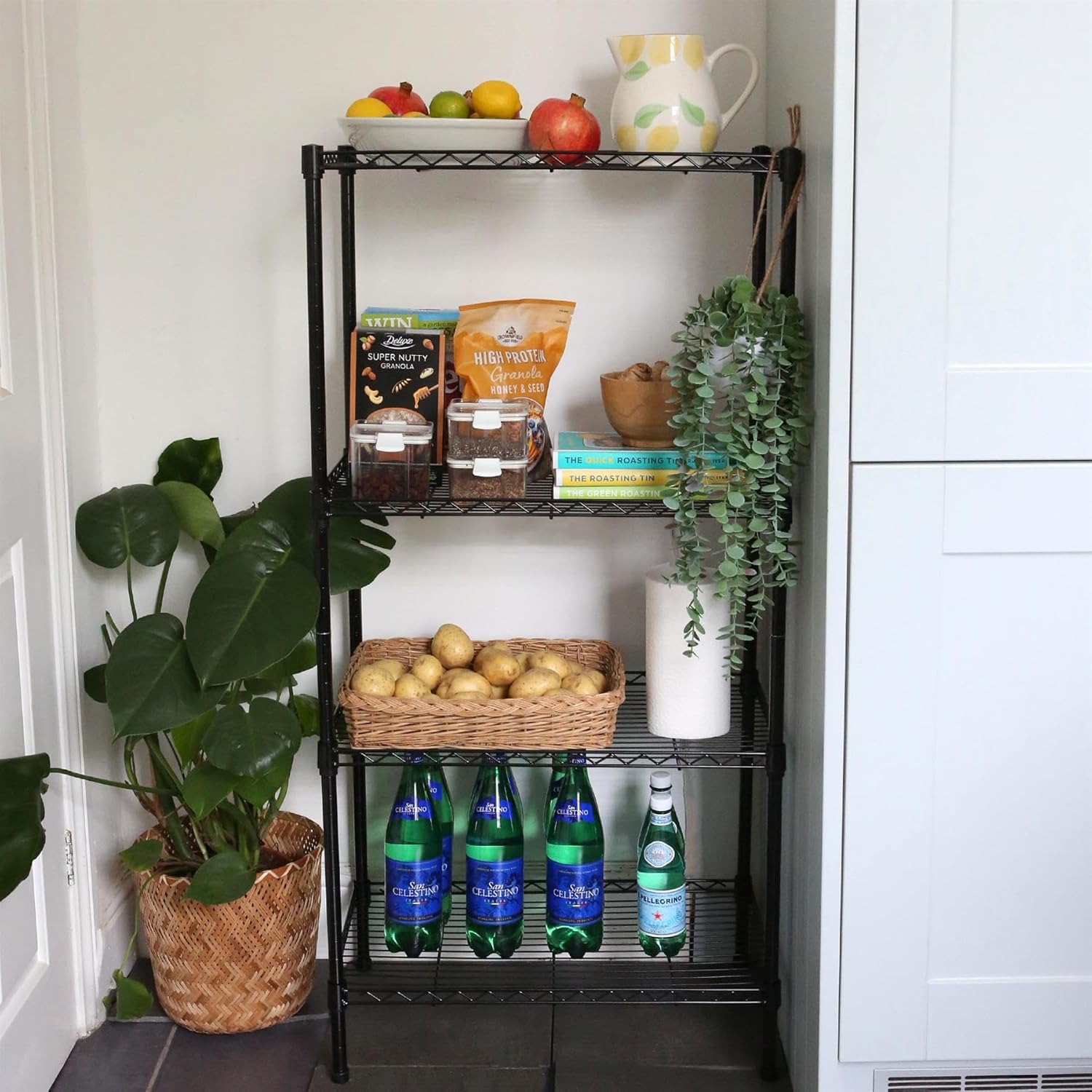 Harbour Housewares 6-Tier Shelving Unit - 180 x 60 x 35cm - Black 6 Shelf Wire Storage Unit with Adjustable Shelves & Levelling Feet Free Standing Garage Storage, Kitchen Organisation Wire Rack - Image 2
