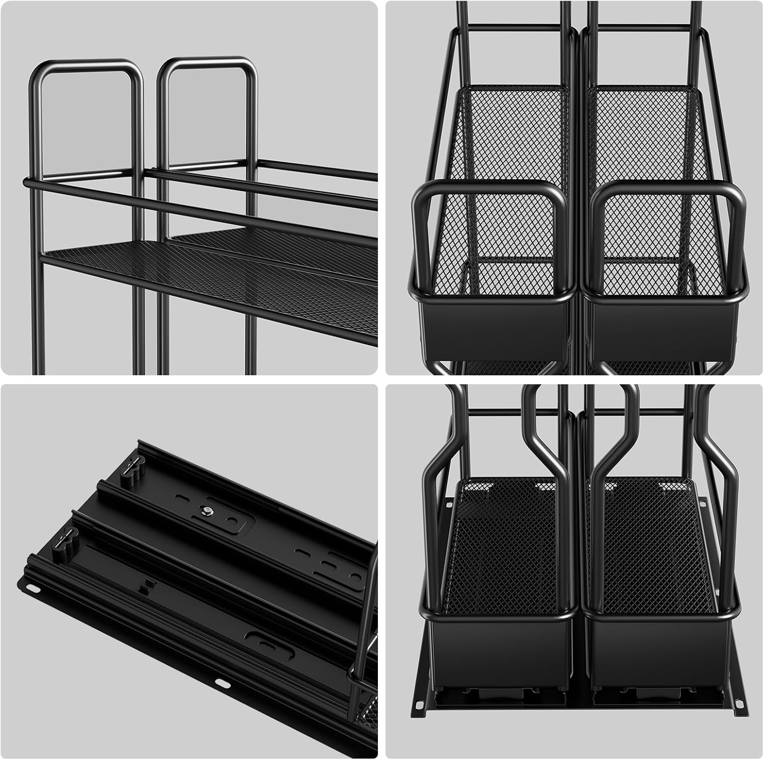 BTGGG Pull Out Spice Rack for Inside Cupboard 2 Tier Sliding Spice Rack Vertical Pull Out Cabinet Organiser Rack Easy to Install Metal Spice Organiser Seasoning Organiser for Kitchen Cupboard Cabinet - Image 7