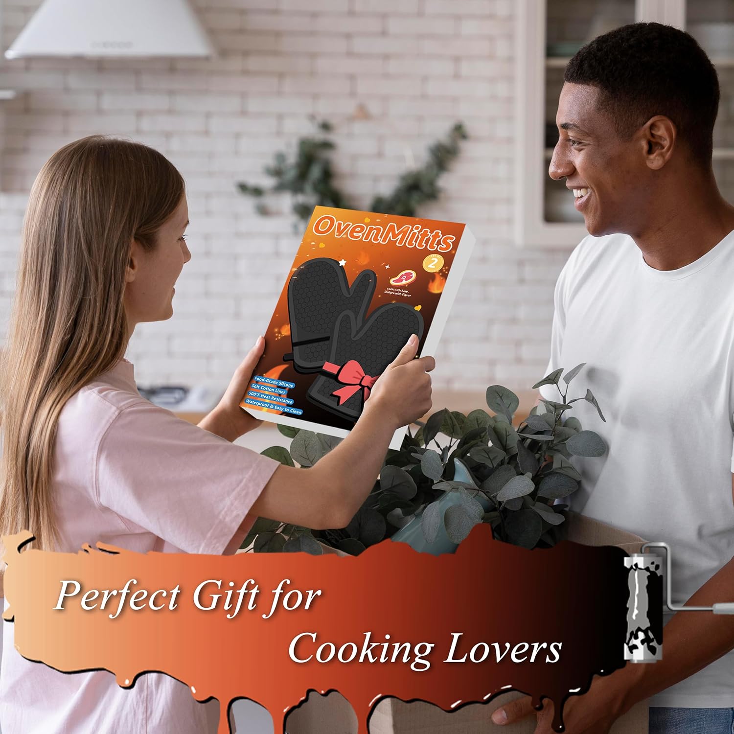 Oven Mitts,Anti-Slip Silicone Oven Gloves,Heat Resistant Gloves,Withstand 500 ℉,Black Double Oven Gloves for Kitchen Cooking,Dessert Making,BBQ - Image 7