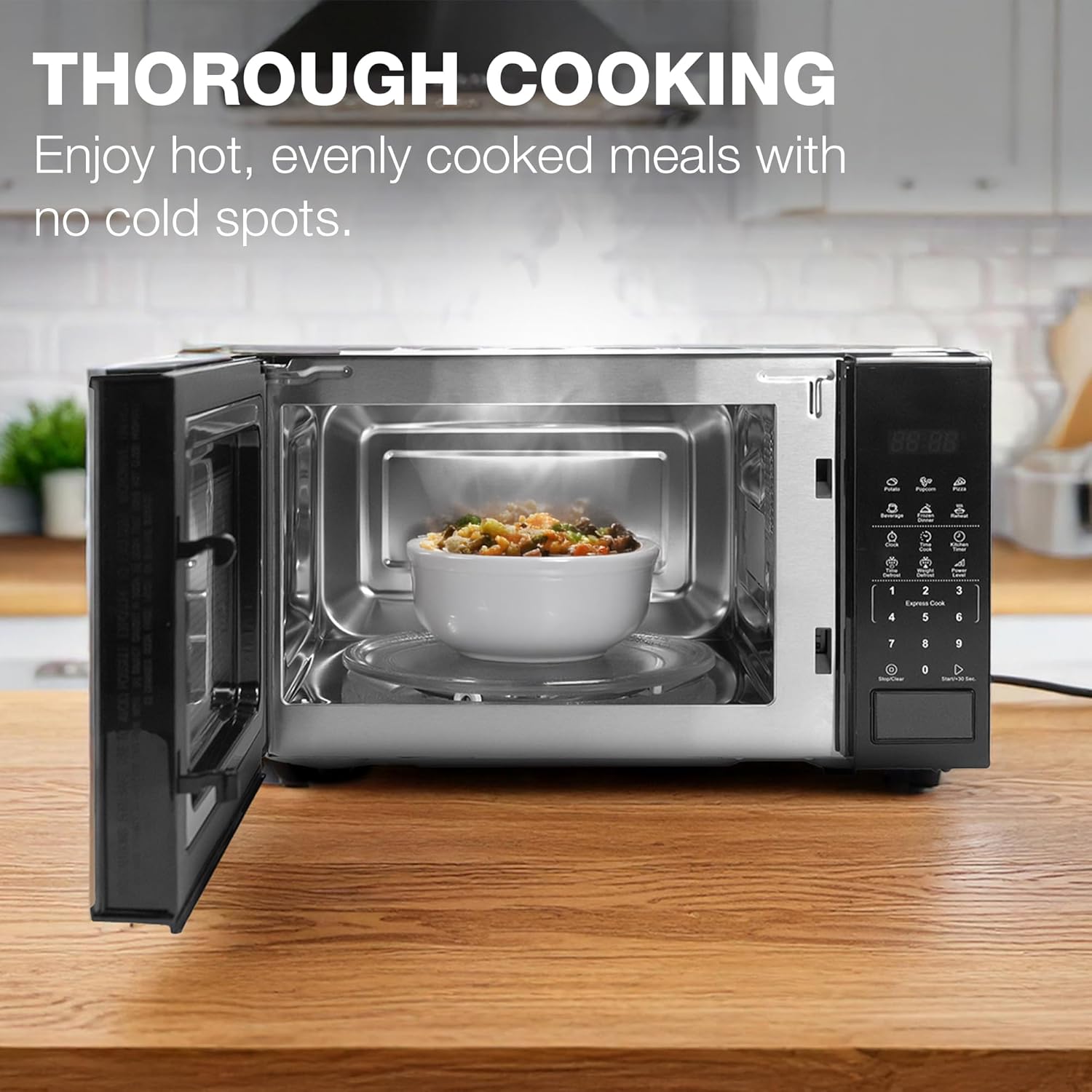 Hyundai 800W 20L Black Digital Microwave, Stainless Steel Interior, 11 Power Levels, Automatic Defrost, 6 Auto Cook Modes, Clock and Timer, Digital Controls, Easy Clean & Child Lock - Image 3