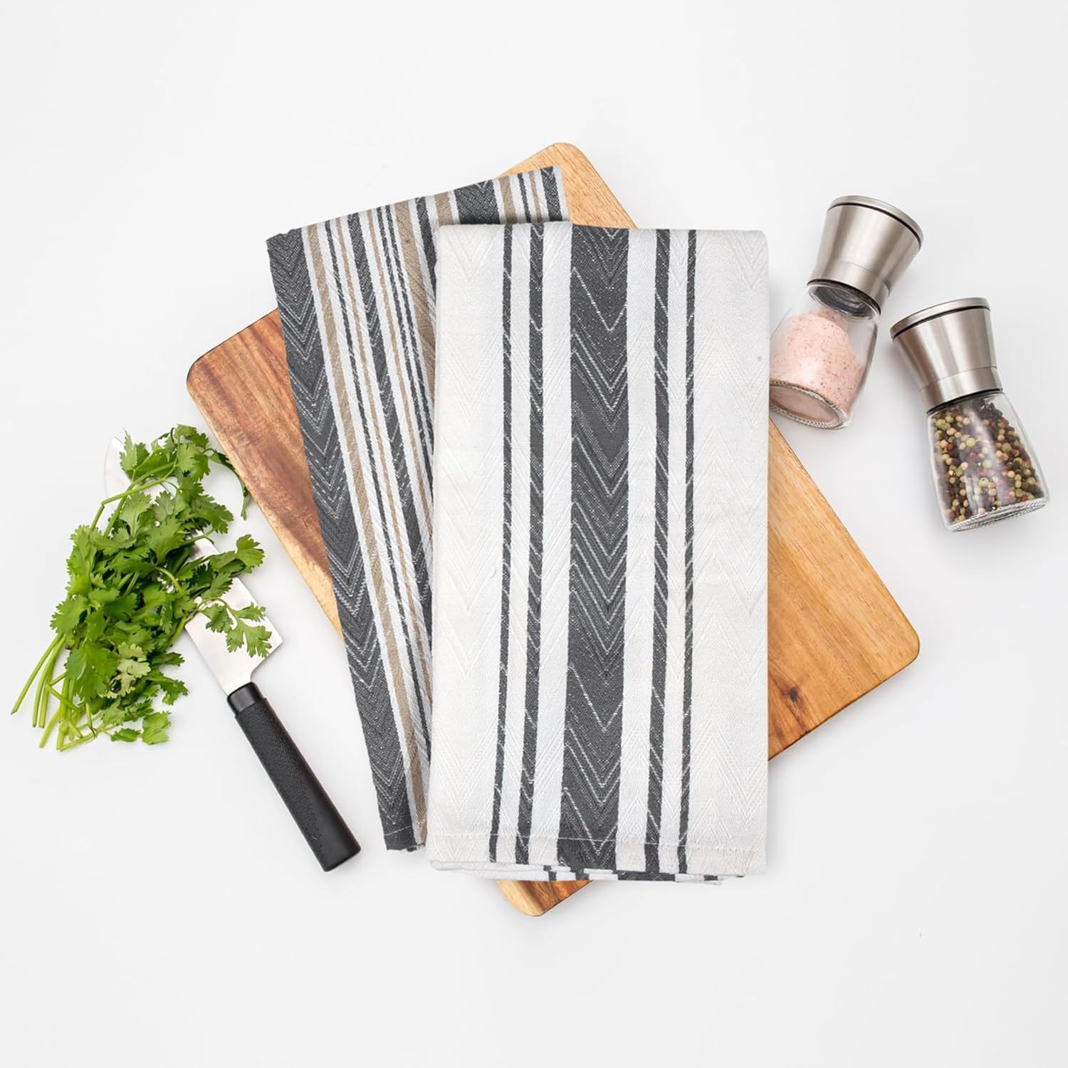 DRAPES & DECOR Pack of 5-Grey Cotton Tea Towels for Kitchen Crafted With 100% Cotton, Extra Large Kitchen Tea Towels Lint Free, Soft and Absorbent Dish Towel For Drying Dishes (50x70cm)-300GSM - Image 7