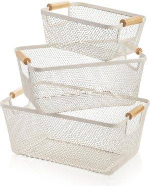Noamus 3 Pack Metal Mesh Baskets wi...