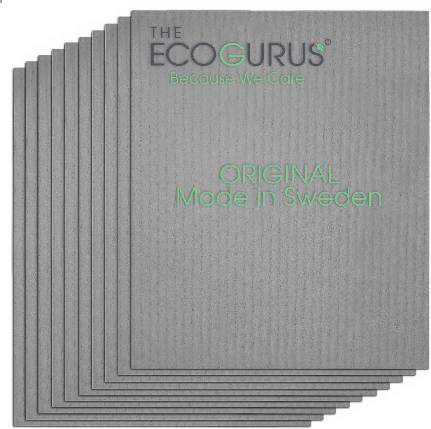 10 Pack Odour-Resistant Reusable Cleaning Cloths | Original Swedish Dishcloth | Made in Sweden | Suitable for All Surfaces | Biodegradable Cellulose Sponge | Kitchen & Bathroom | Grey - Image 2