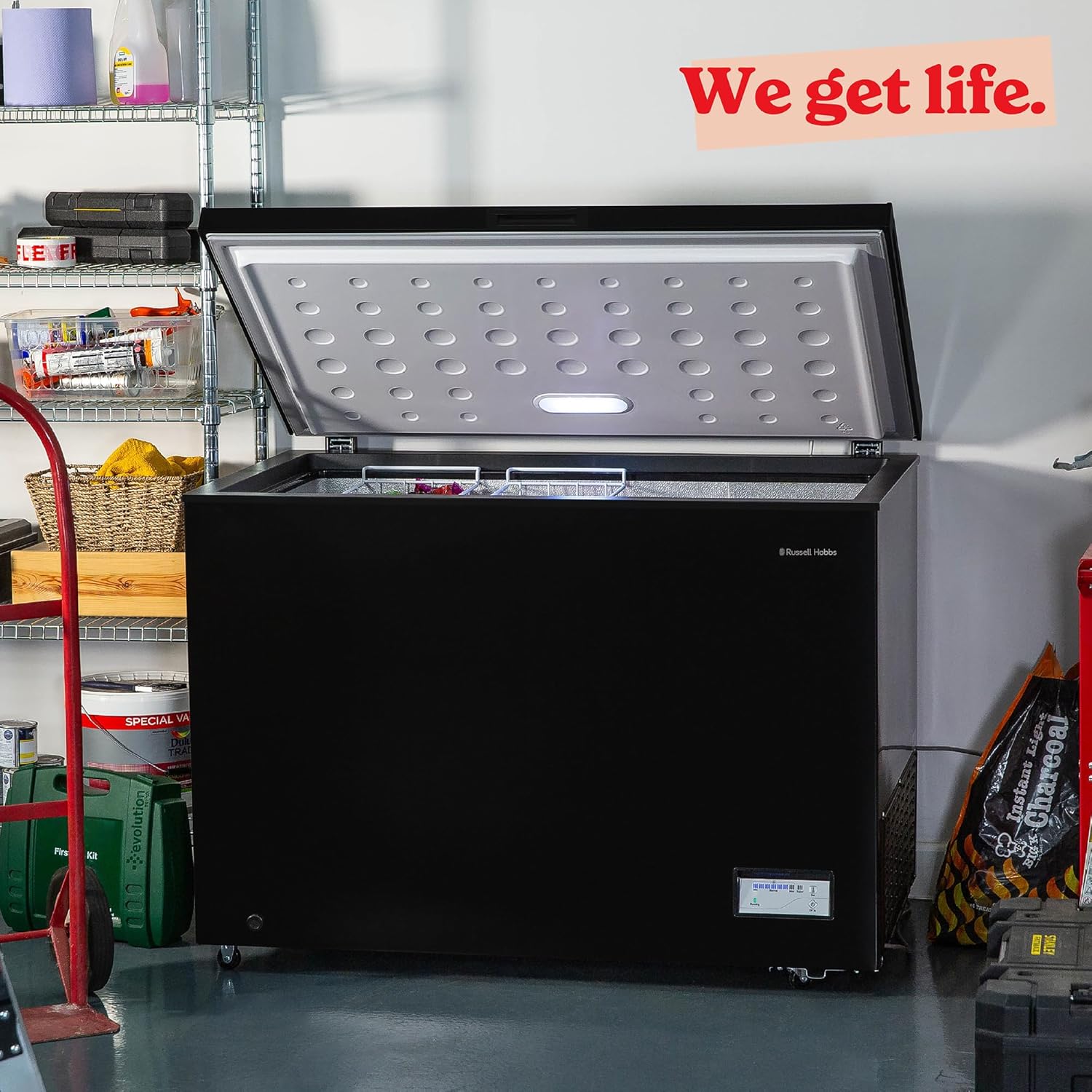 Russell Hobbs Free Standing Chest Freezer, 300 Litres, Low Noise, Garage Safe, Counterbalance Lid, Front Drain Hole, 1.8m Cord, Castor Wheels, 5 Year Registered Guarantee Black, RH300CF201B - Image 10