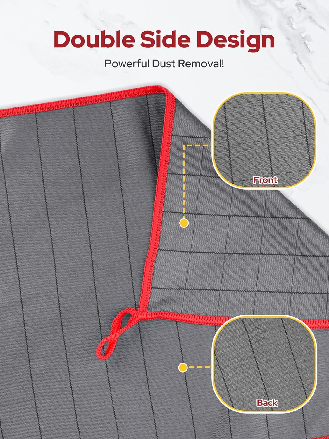 Euqvunn Carbon Microfibre Cleaning Cloths (8 Pack, 30x40cm) – 400GSM Lint-Free & Streak-Free | Grid Pattern for Stubborn Dirt & Grease | For Home, Kitchen, Car & Glass – Red - Image 8