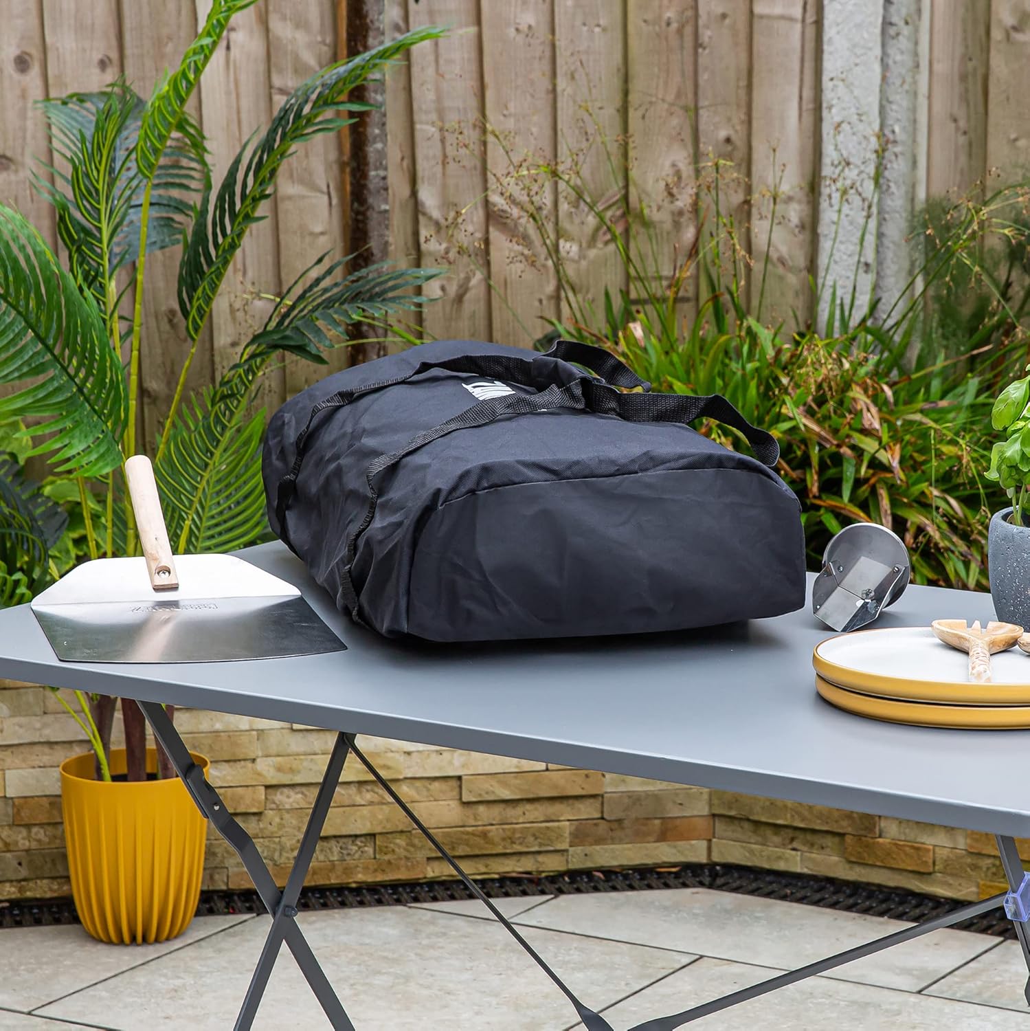 Zanussi ZPO1BPC Outdoor 12 Inch Wood Pellet Portable Wood Fired Pizza Oven with Paddle and Cover in Black, BBQ Oven & Smoker, Stainless Steel Foldable Legs - Image 3