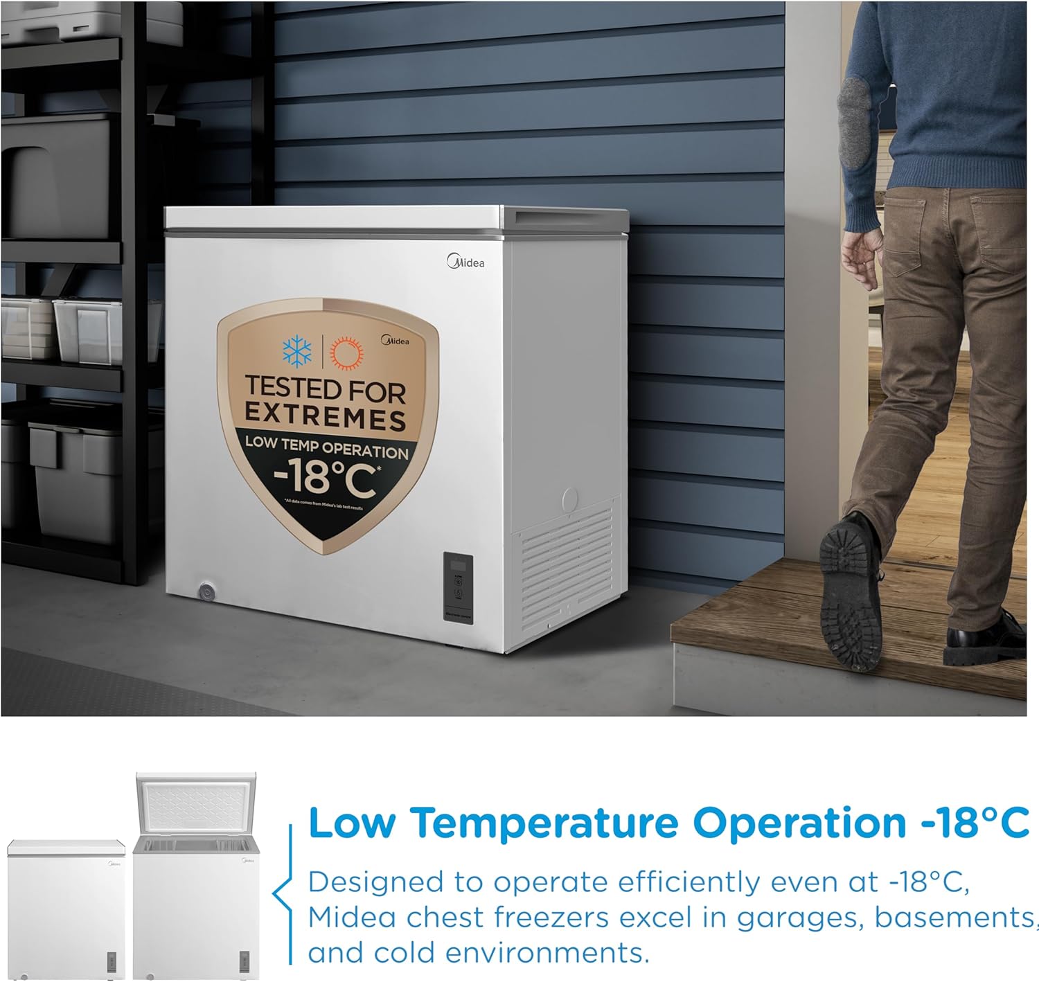 Midea MDRC284FZE01 198L Chest Freezer, Refrigeration and Freezer Conversion, Fast Freeze, Inverter Compressor, 9kg/24h Freezing Capacity, Suitable for Outbuildings/Garages/Sheds, White - Image 3