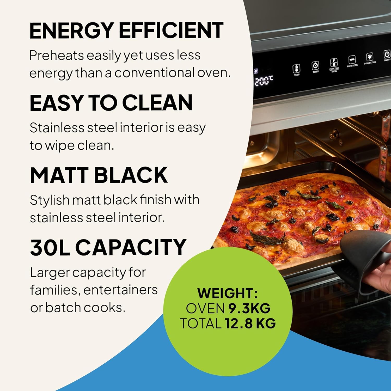 Fridja f77 30L Super Oven Pro - Premium Digital LED Air Fryer Oven - 18 Intelligent Presets, Rotisserie Function, Easy to Clean, Fast, Powerful and Versatile, Stainless Steel Interior, Easier Cooking - Image 5