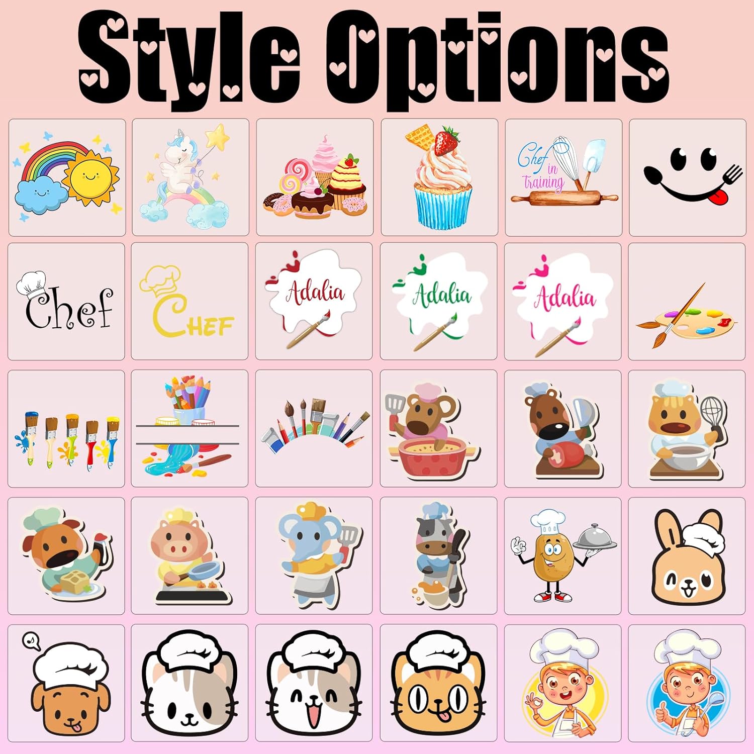 YanNanKe Personalised Aprons for Kids Chef Hat and Apron Custom Name Kids Apron for Cooking Baking Kitchen Painting - Image 3